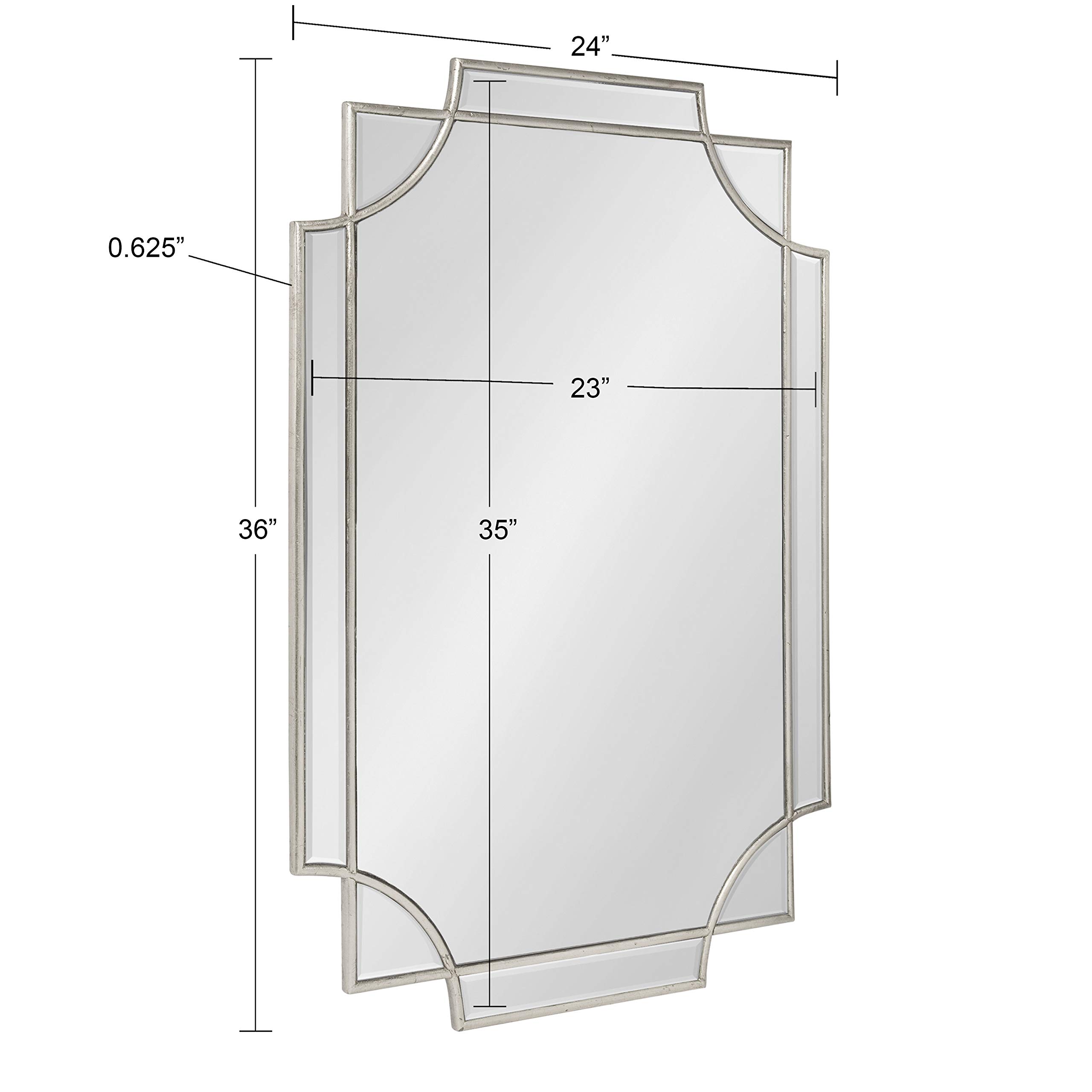 Kate and Laurel Minuette Glam Wall Mirror - 24x36 Inches Silver Traditional Boho Decor - Perfect for Living Room, Bedroom & Entryway Decor