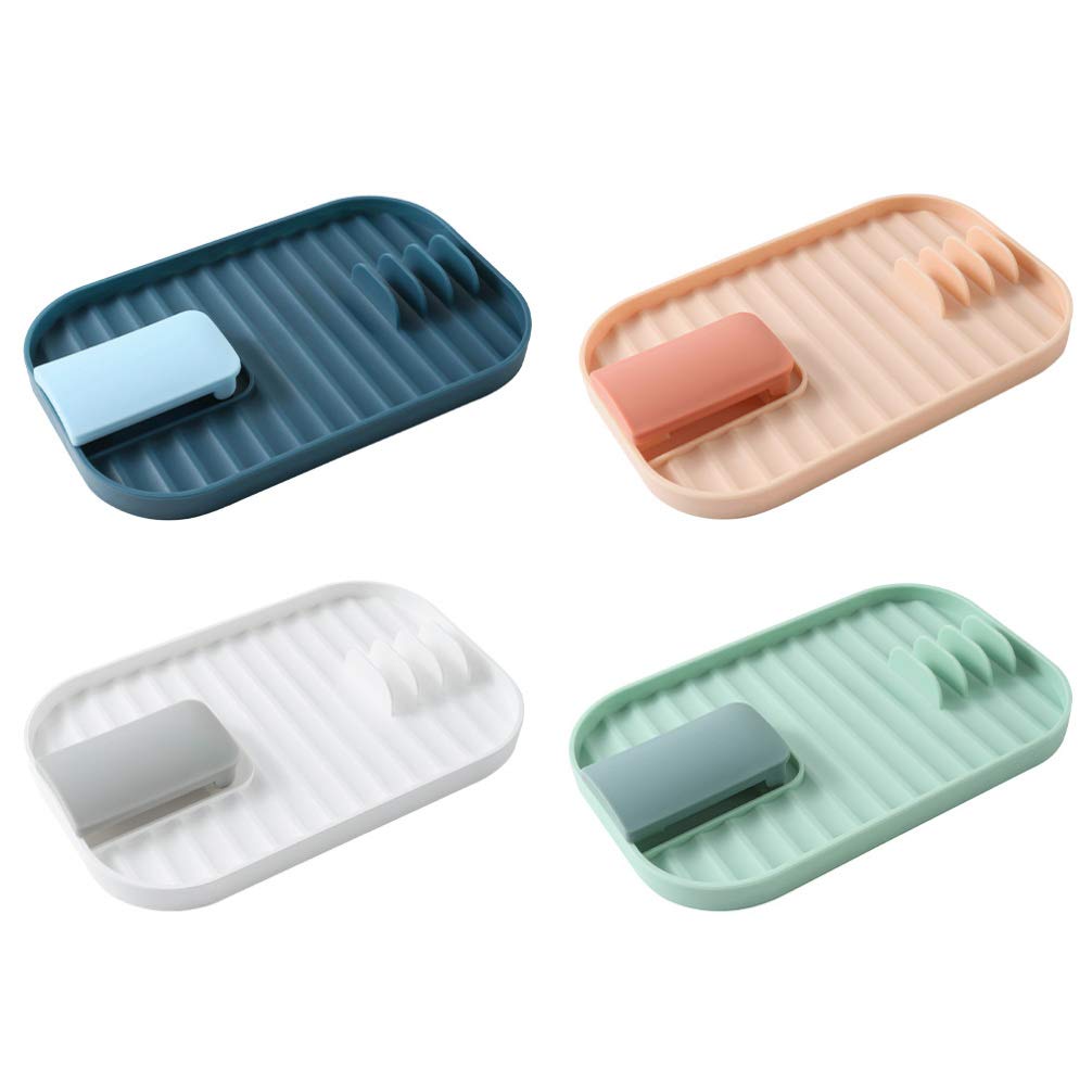 Hemoton 4Pcs Foldable Plastic Pot Lid Holder Rack - Space Saving Kitchen Organizer for Pan Lids, Cookware Covers - Perfect for Cabinet, Pantry & Small Kitchen Storage (Earth Tones)