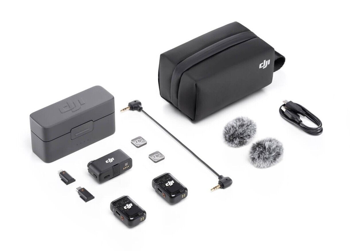 DJI Mic 2 Wireless Lavalier Microphone System (2 Transmitters + 1 Receiver + Charging Case) - FCC Certified for Professional Audio Recording, Vlogging, Interviews & Live Streaming