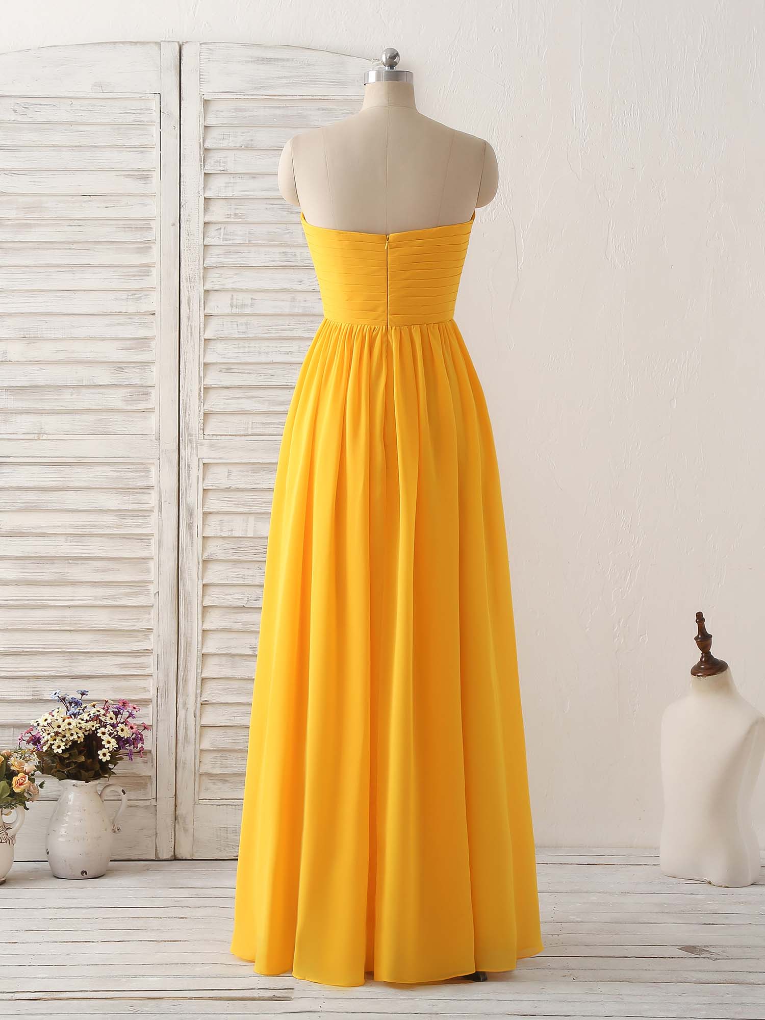 Elegant Yellow Chiffon Long Prom Dress for Bridesmaids - Perfect for Weddings, Formal Events & Evening Parties