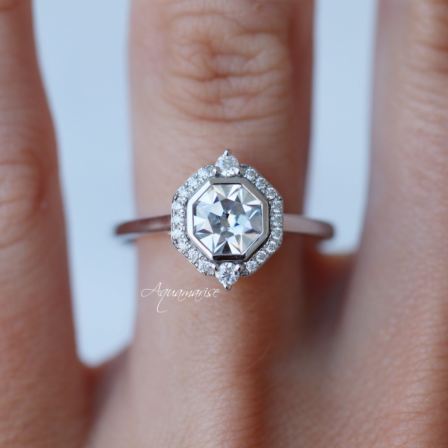 Octavia Lab Grown Diamond Engagement Ring - 14K White Gold IGI Certified for Women | Wedding, Proposal, Anniversary Jewelry Gift
