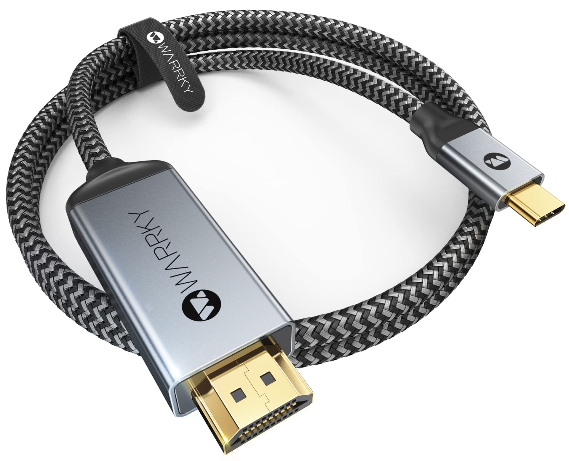 Warrky 10FT USB C to HDMI Cable 4K 60Hz - Braided High Speed Thunderbolt 3 to HDMI Adapter for MacBook Pro/Air, iPad, iMac, Galaxy S20/S10/S9/S8, Surface, Dell, HP - Perfect for Home Theater, Office Presentations & Gaming