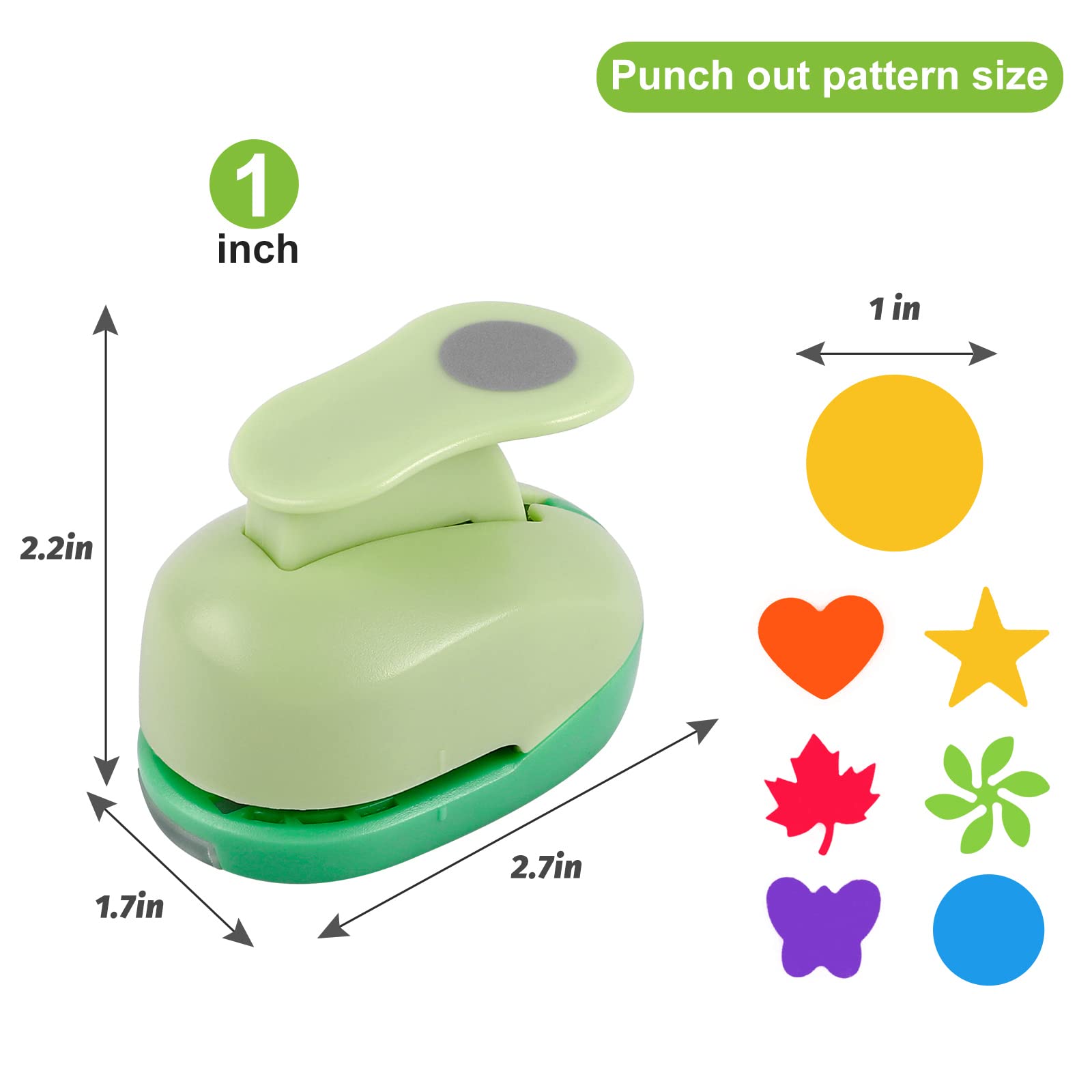 UCEC 6-Piece Paper Punch Set for Crafting - 1 Inch Heart, Circle, Star, Butterfly, Maple Leaf & Flower Hole Punchers | Perfect for DIY Scrapbooking, Card Making, Gift Wrapping & School Projects