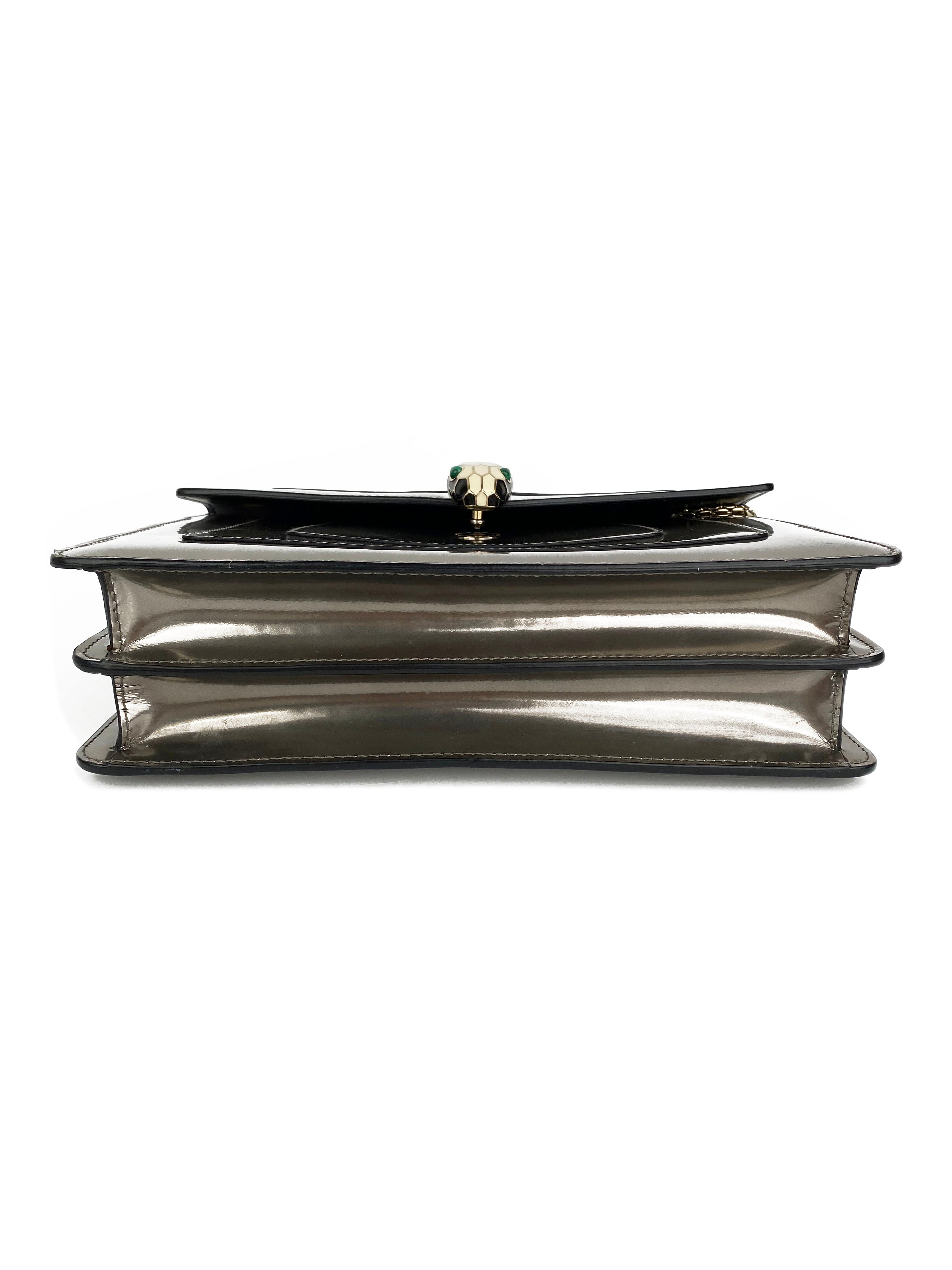 Bvlgari Serpenti Forever Silver Leather Shoulder Bag for Women | Luxury Designer Handbag for Evening Parties, Date Night & Special Occasions