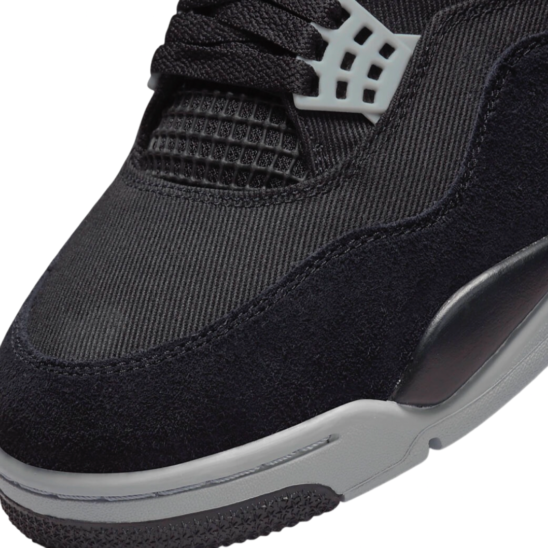 Air Jordan 4 Retro SE Sneakers - Black Canvas & Light Steel Grey White Basketball Shoes for Men | Perfect for Streetwear, Casual Outfits & Basketball Games