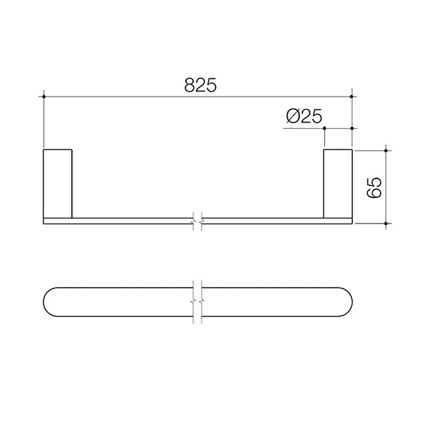 Caroma Urbane II Single Towel Rail 825mm Matte Black - Premium Bathroom Towel Holder for Modern Homes & Spa-Like Showers