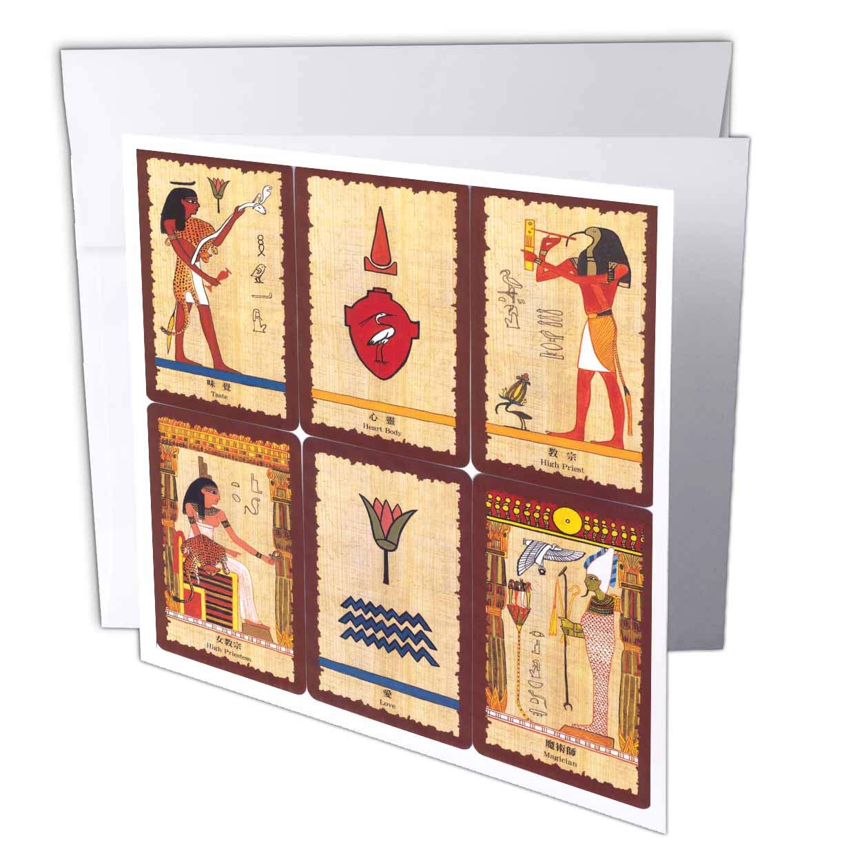 3D Rose Florene Tarot Cards - Ancient Egyptian Tarot Deck - Set of 12 Greeting Cards with Envelopes (gc_62344_2) for Divination, Gift Giving & Spiritual Practice