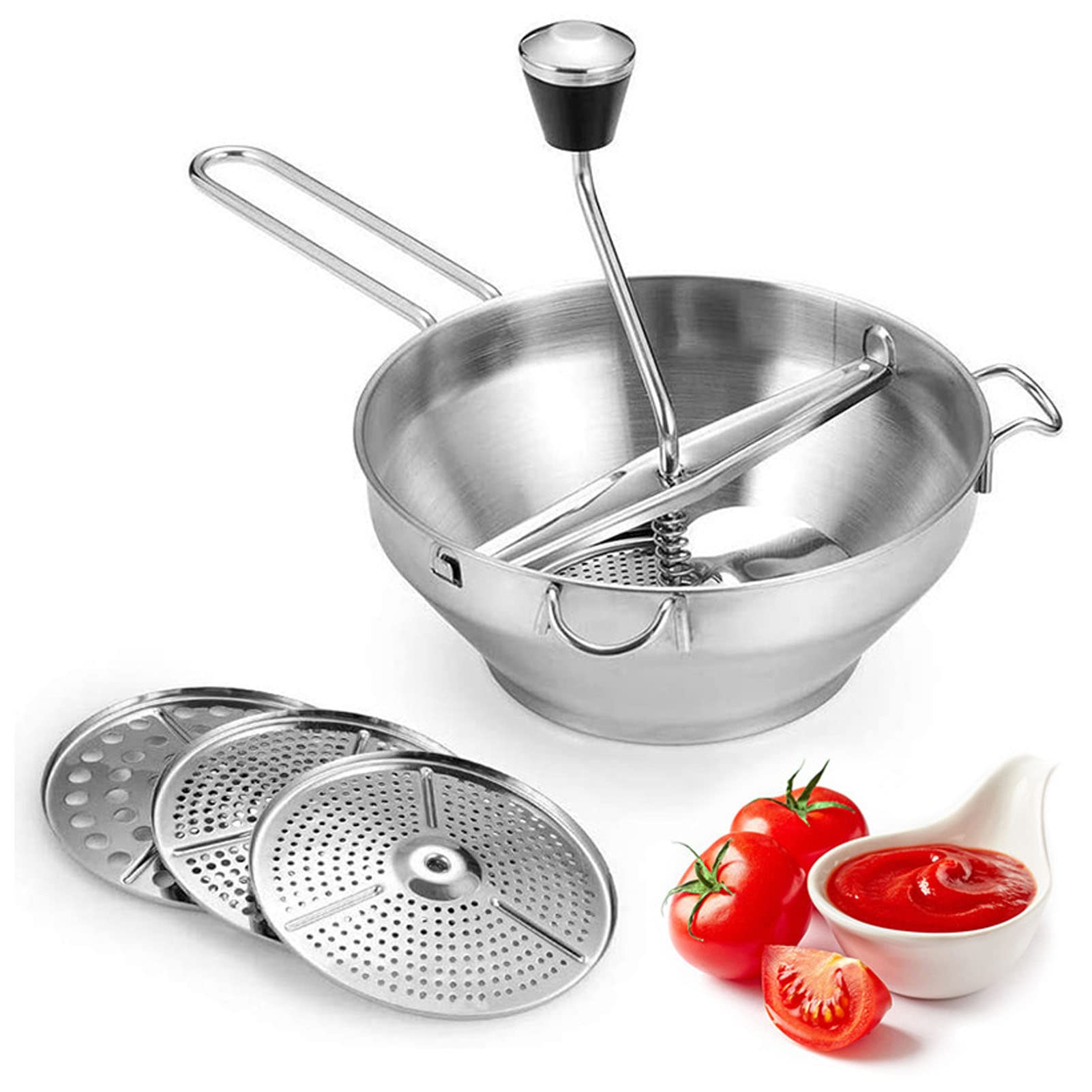 Stainless Steel Food Mill & Grinder - Manual Food Processor for Jams, Mashed Vegetables, Fruits, Potatoes & Garlic - Perfect for Canning, Baby Food & Homemade Sauces