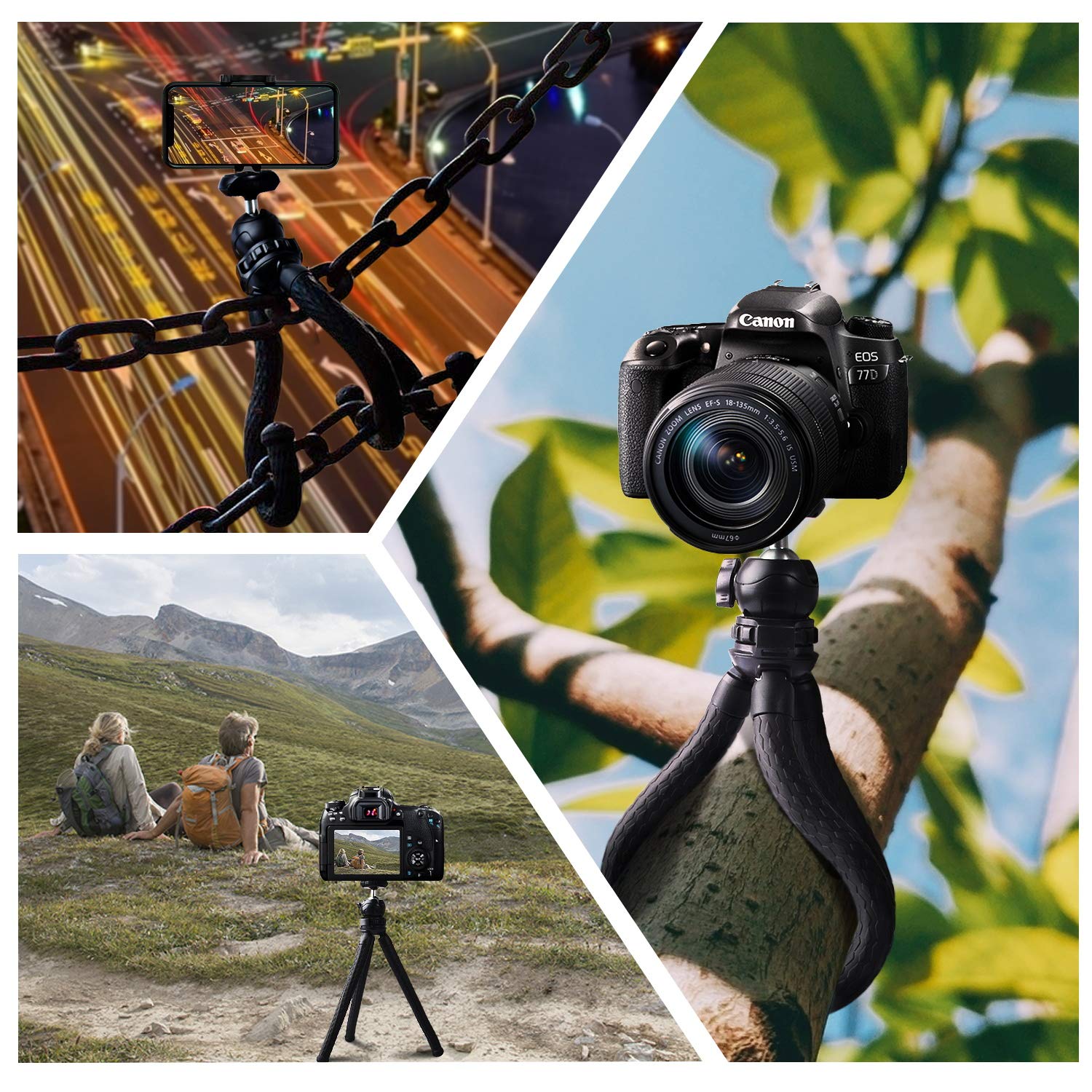 Ruittos Phone Tripod with Wireless Remote - Portable Flexible Tripod Stand with Vertical Adapter Mount for iPhone & Android - Perfect for Video Recording, Vlogging, Live Streaming & Photography