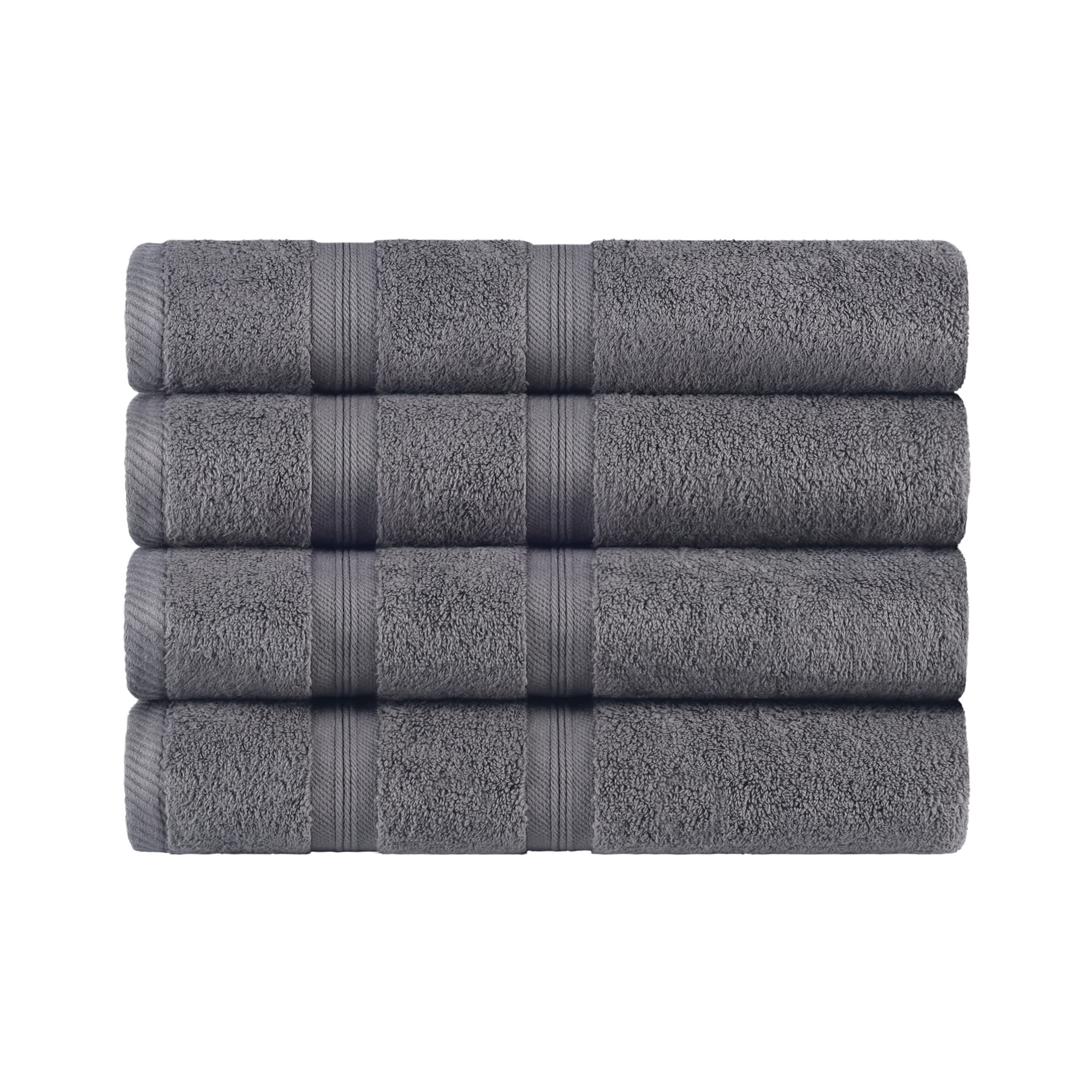 BLUENILEMILLS Premium 100% Cotton 4-Piece Bath Towel Set - Ultra Soft & Absorbent Plush Towels for Bathroom, Shower, Gym & Spa - Quick Dry Zero Twist Technology - Grey - Perfect for Luxury Home, Hotel & Spa Use