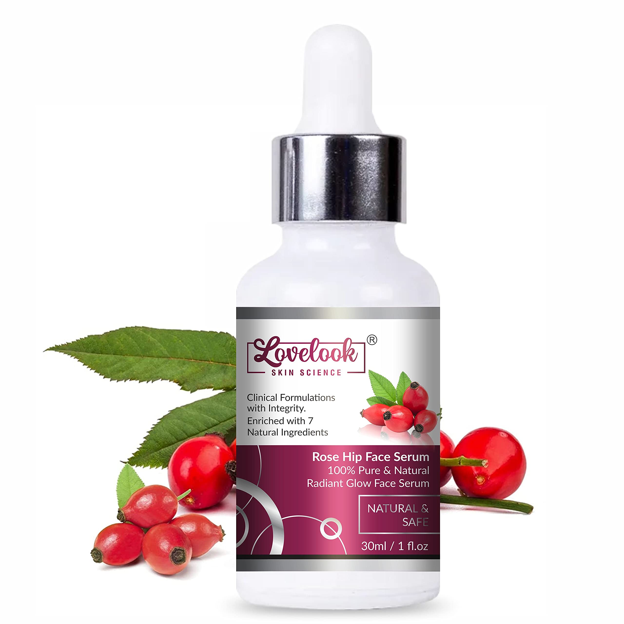 Lovelook Rose Hip Radiant Glow Face Serum - Lightweight Non-Greasy Moisturizing Formula for All Skin Types (30ml) | Hydrating Anti-Aging Facial Treatment for Day & Night Use