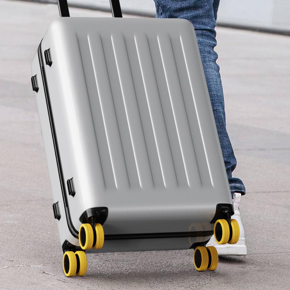 TUCANA Silicone Luggage Wheel Covers - Elastic Shockproof Caster Protectors for Suitcases & Office Chairs - Noise Reducing, Durable (Yellow) | Perfect for Travel, Home & Office Use