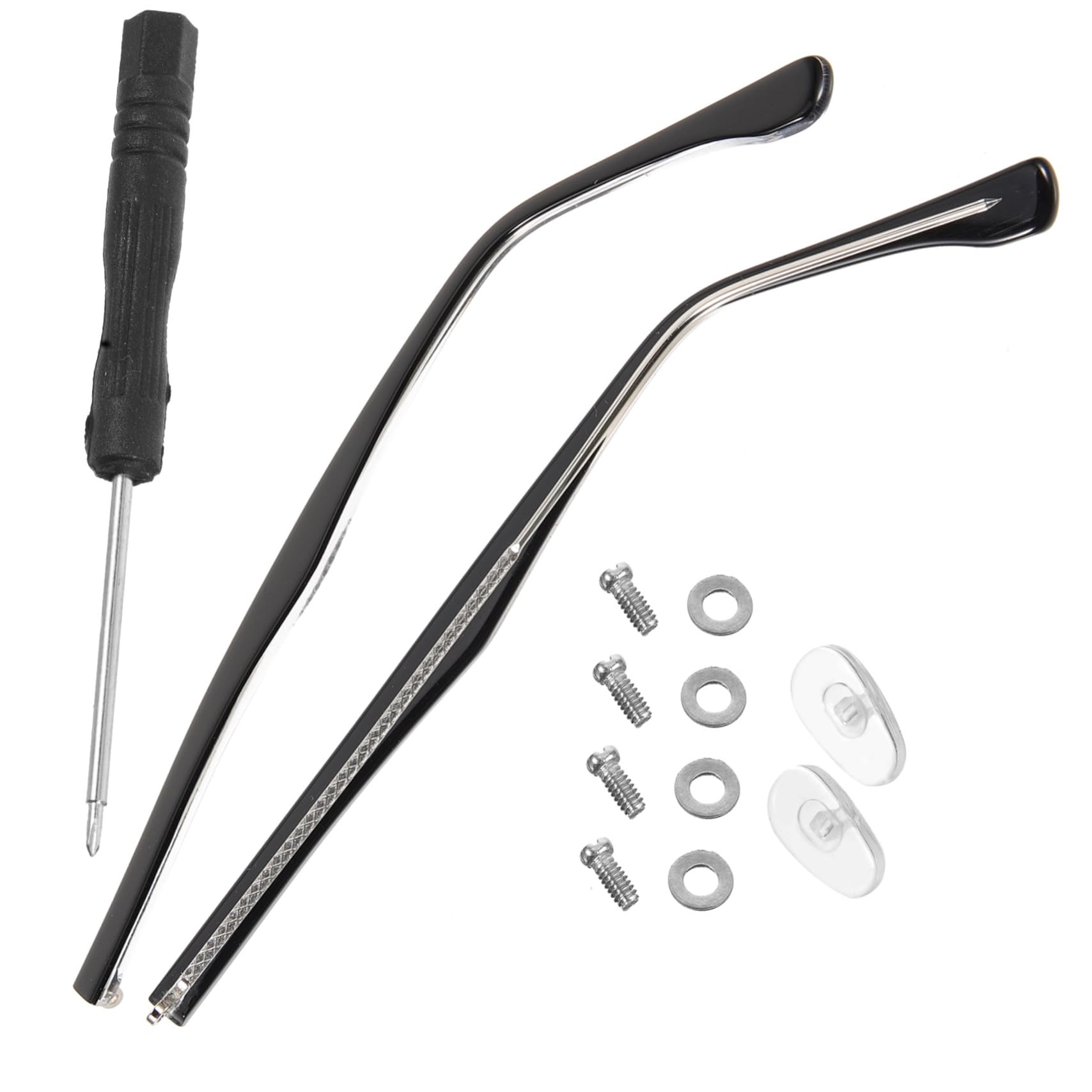 PartyKingdom 4 Pairs Clear Glasses Arm Legs Replacement - Black Sunglasses Frame Accessories for Eyewear Repair & DIY - Perfect for Reading Glasses, Safety Goggles & Costume Accessories