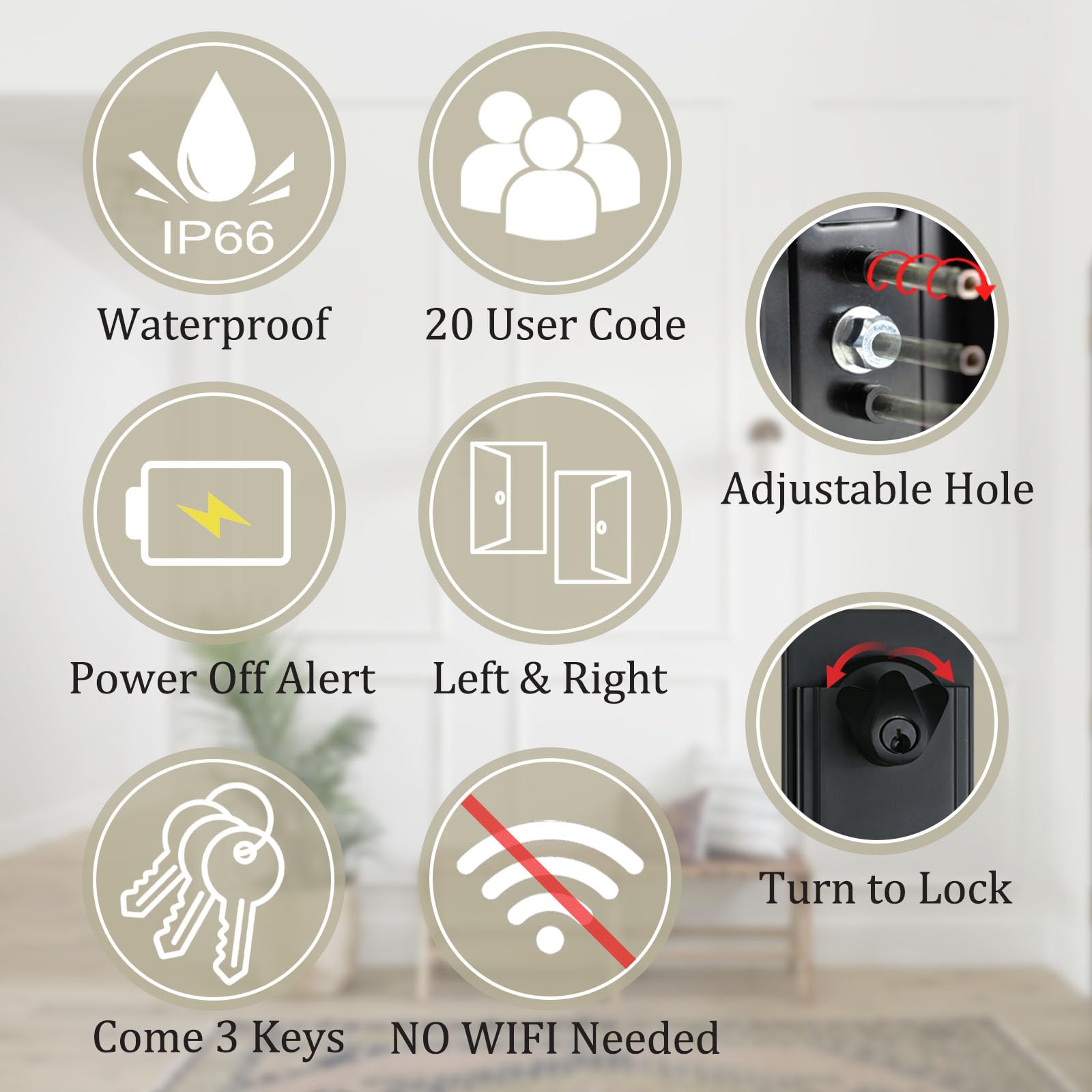 NEWBANG Smart Keypad Front Door Handleset for Double Doors - Electronic Deadbolt Lock with Dummy Set - Secure Keyless Entry for Homes & Offices