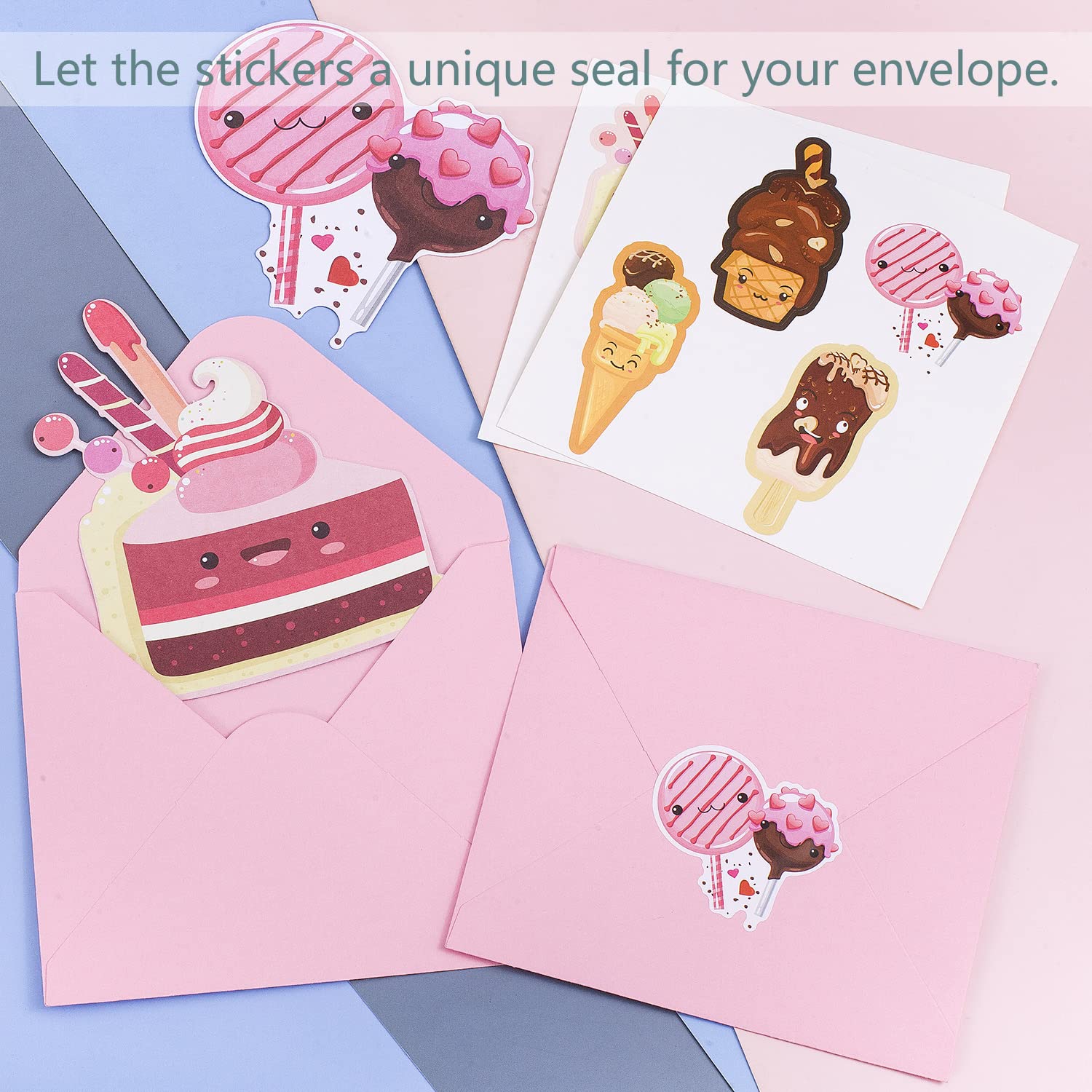 96-Pack Kids Valentine's Day Cards Set - 32 Dessert-Themed Cards, 32 Pink Envelopes & 32 Stickers for School Classroom Exchange Gifts | Perfect for Valentine's Day Parties & Classroom Activities