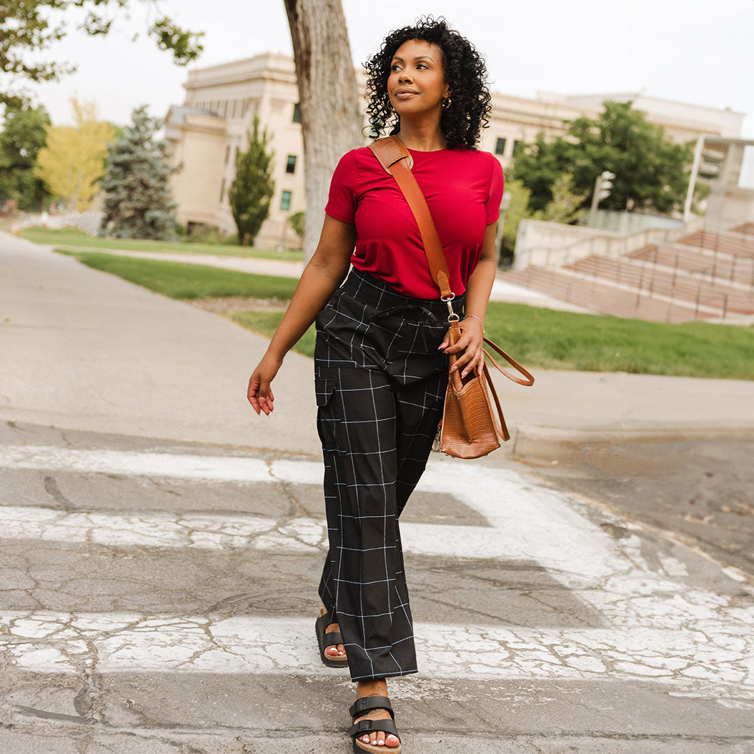 Audrey Cargo Pants for Women - Stylish Black Windowpane Design | Perfect for Casual Wear, Outdoor Adventures & Street Fashion