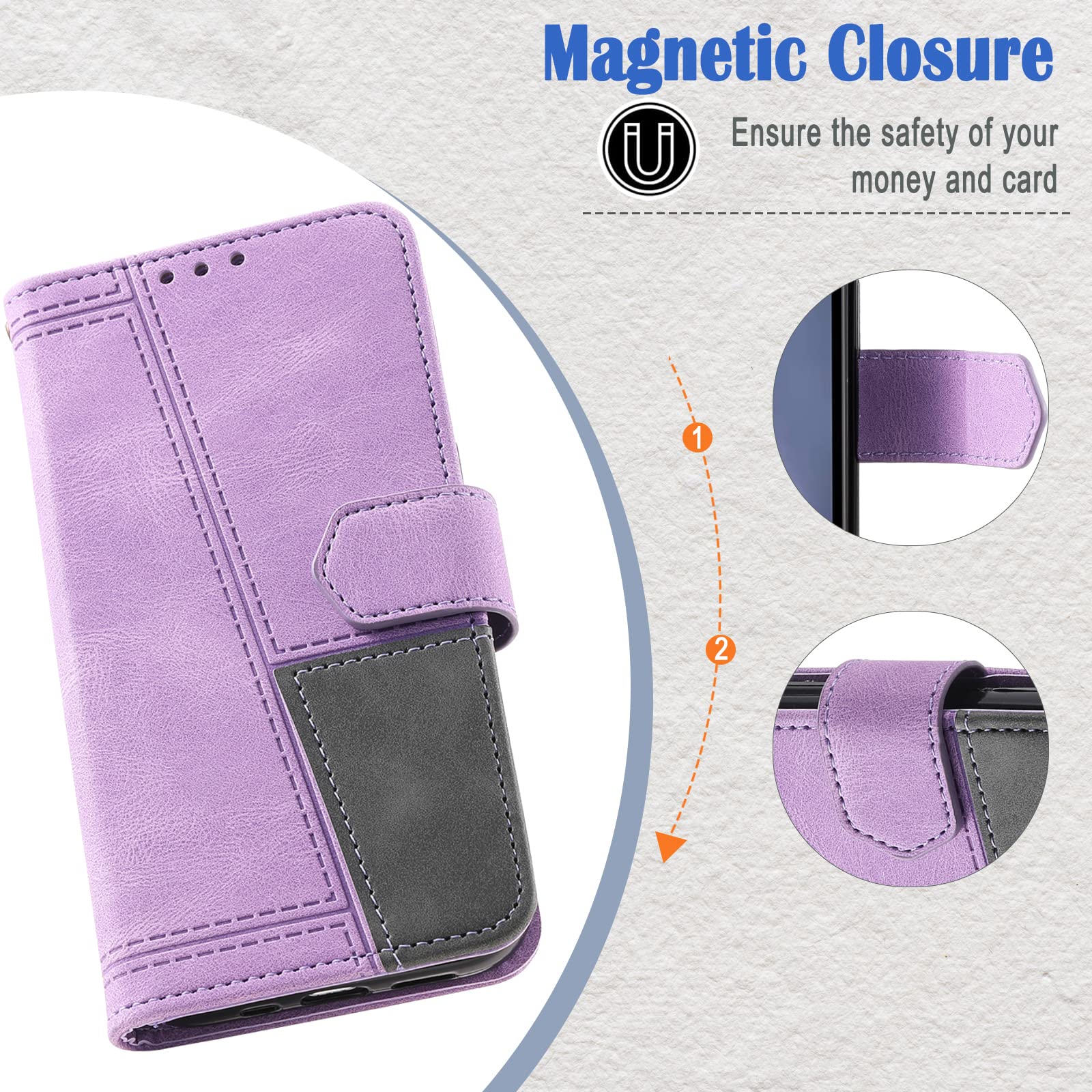 Shockproof Wallet Case for Moto G Stylus 5G 2022 - PU Leather Magnetic Flip Cover with TPU Bumper, Card Slots & Stand Function (Purple) - Perfect for Daily Protection & Hands-Free Viewing