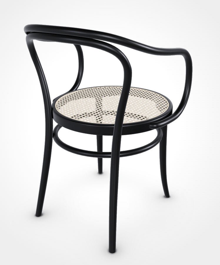 August Thonet No. 30 Bentwood Chair by Ton - Black Stain & Cane Seat | Vintage Modern Dining Chair for Home, Cafe & Office