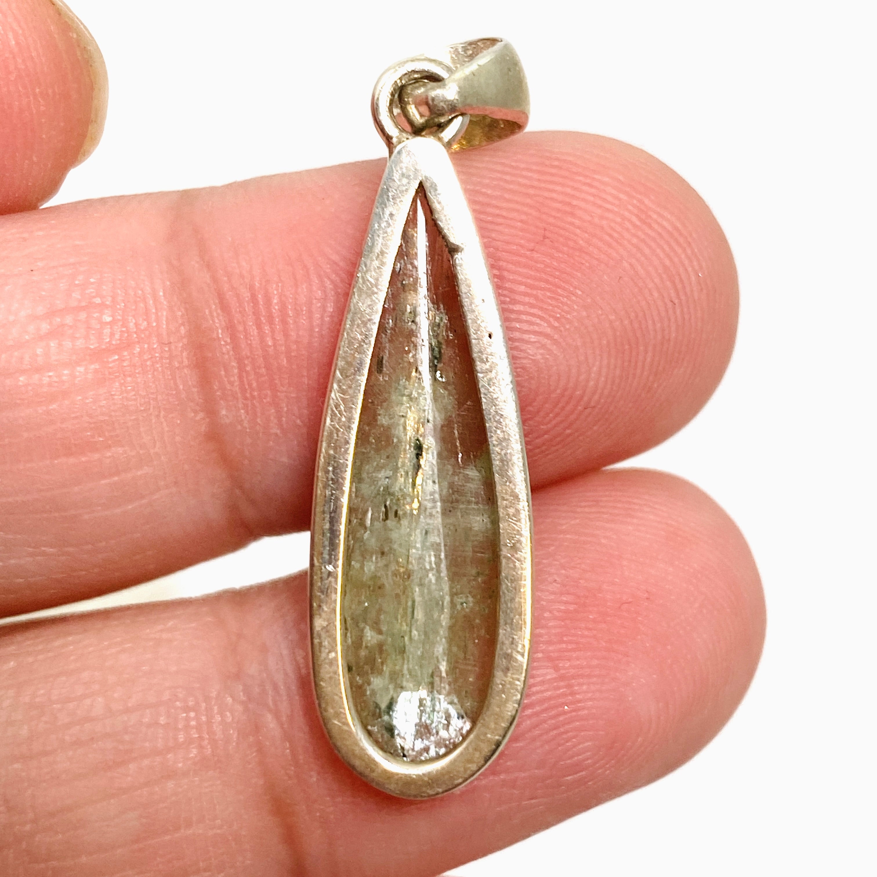 Natural Green Kyanite Teardrop Faceted Pendant from Africa - Handcrafted Gemstone Jewelry PPGJ800 for Meditation, Healing & Spiritual Energy