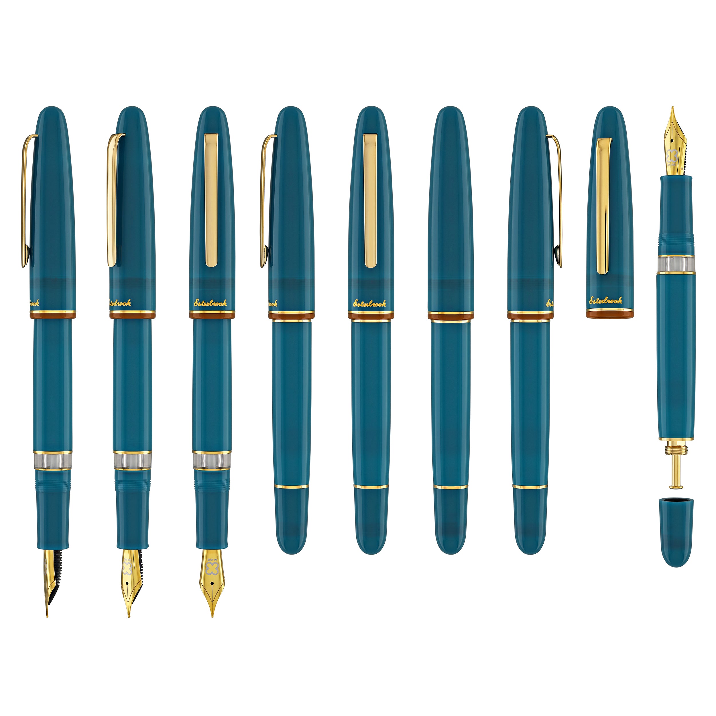 Esterbrook Estie Back to the Lands Button Piston Fountain Pen - Funky Lake with Gold Trim - Premium Writing Instrument for Calligraphy, Journaling & Gift Giving