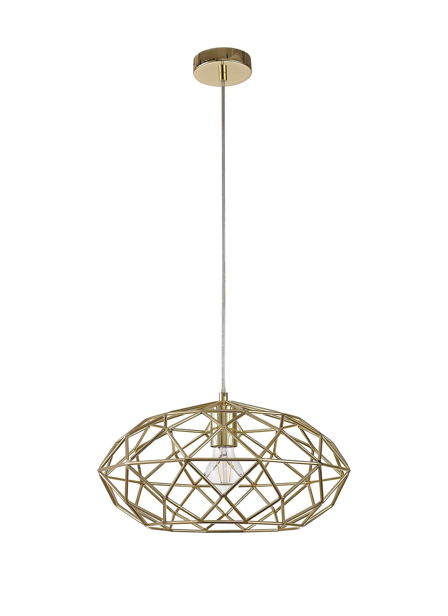 Bistreao Elliptical Sphere Pendant Light - E27 Socket, Polished Brass Finish - Perfect for Dining Room, Bedroom, or Living Room Lighting
