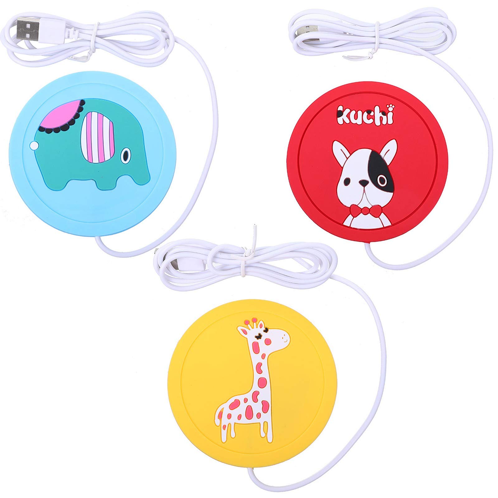 1/3 Pcs Cartoon Silicone USB Cup Warmer Coaster - Electric Heating Pad for Coffee, Tea & Beverages | Portable Mug Warmer for Home & Office Use | Perfect for Desks, Nightstands & Gift Giving