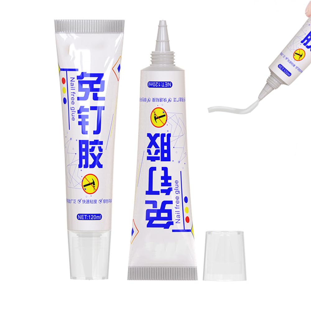 120ml Heavy-Duty Mounting Adhesive - Quick-Drying Strong Glass Glue for Kitchen, Bathroom Tile & Wall - Waterproof No Nail Solution for Hardware Shelves (2Pcs) - Perfect for Home Repairs & DIY Projects