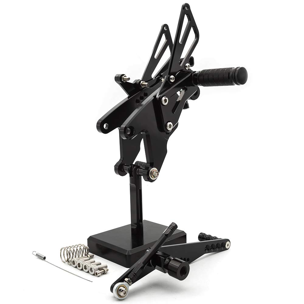 FXCNC CNC 15-22 R1 Billet Motorcycle Rearset Foot Pegs - Fully Adjustable Rear Set Footrests & Foot Boards - Compatible with Yamaha YZF R1/R1S/R1M (2015-2019) - Perfect for Track Racing & Custom Street Bike Builds