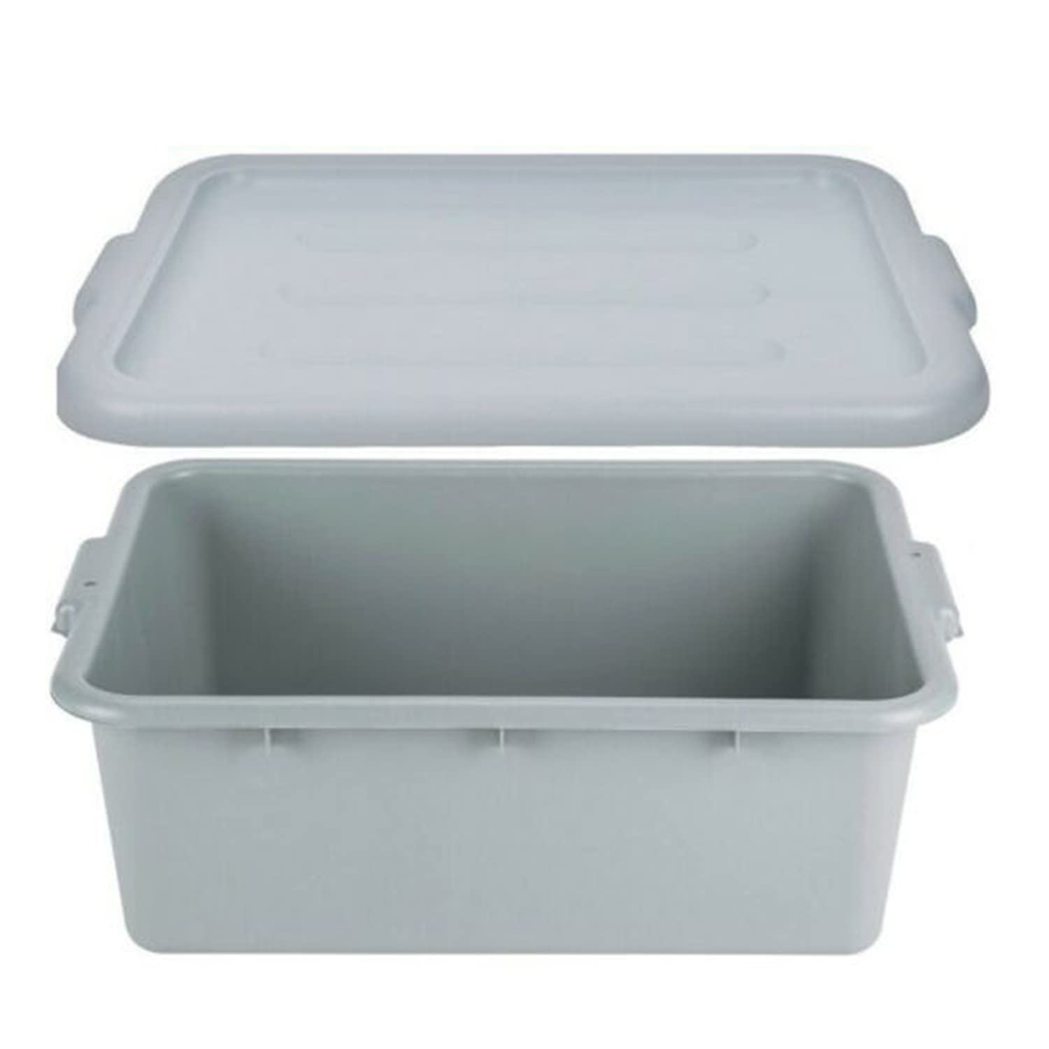 6-Pack Grey Plastic Bus Tubs with Lids - 20