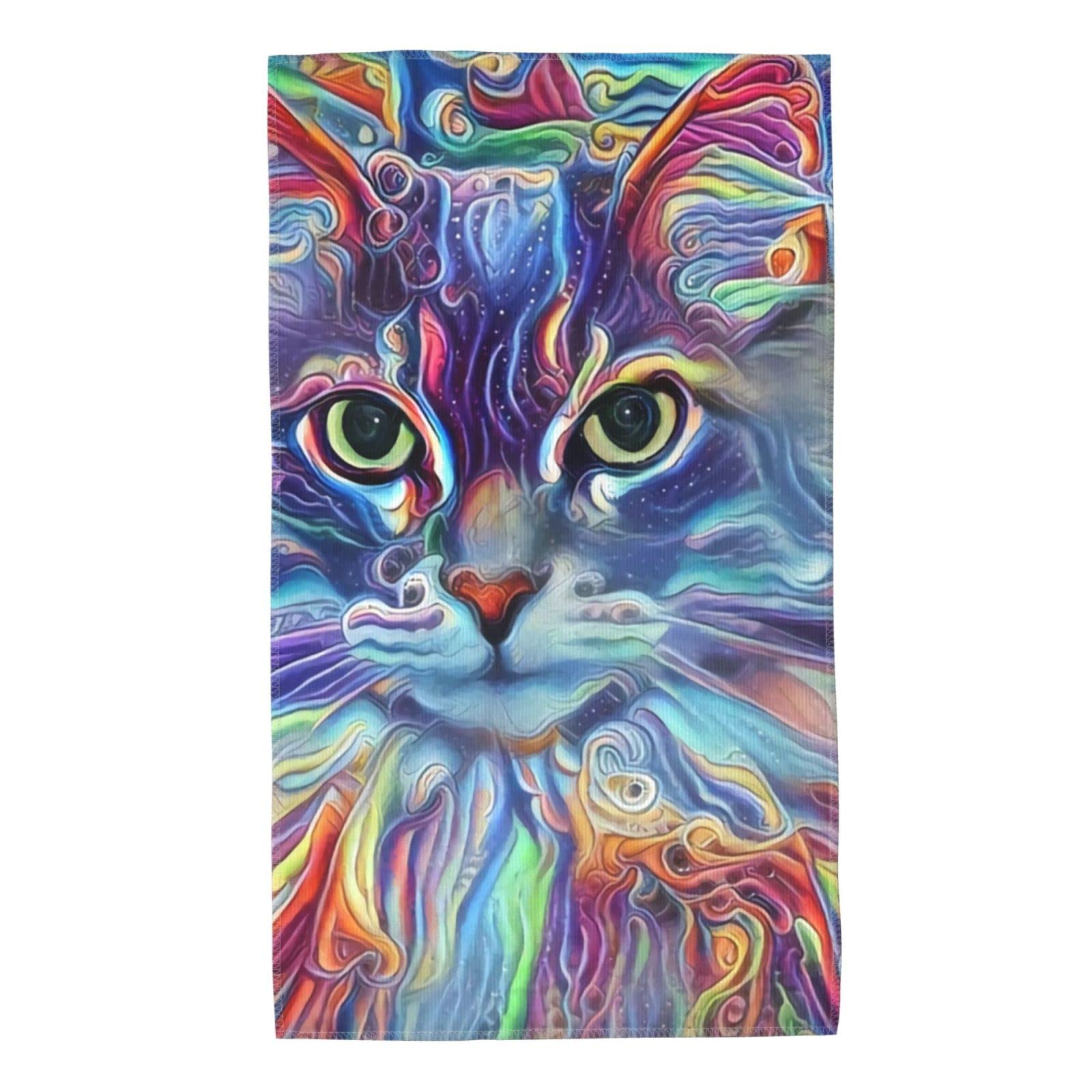 Premium Absorbent Maine Coon Cat Hand Towels - Soft Decorative Washcloths for Bathroom, Kitchen, Gym & Travel (27.5