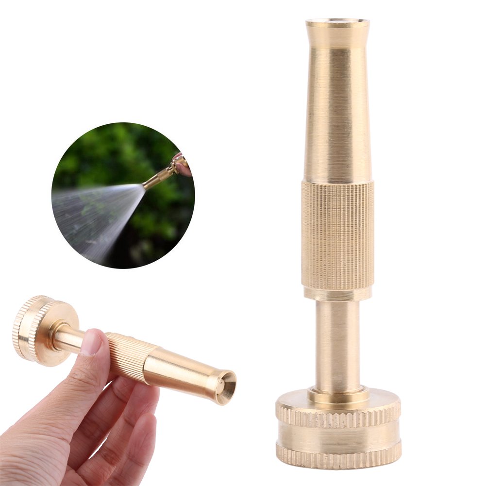 Heavy Duty Brass Garden Hose Spray Nozzle - Adjustable High Pressure Water Spray Gun for Yard, Lawn, and Car Washing | Perfect for Gardening, Cleaning, and Outdoor Watering Tasks