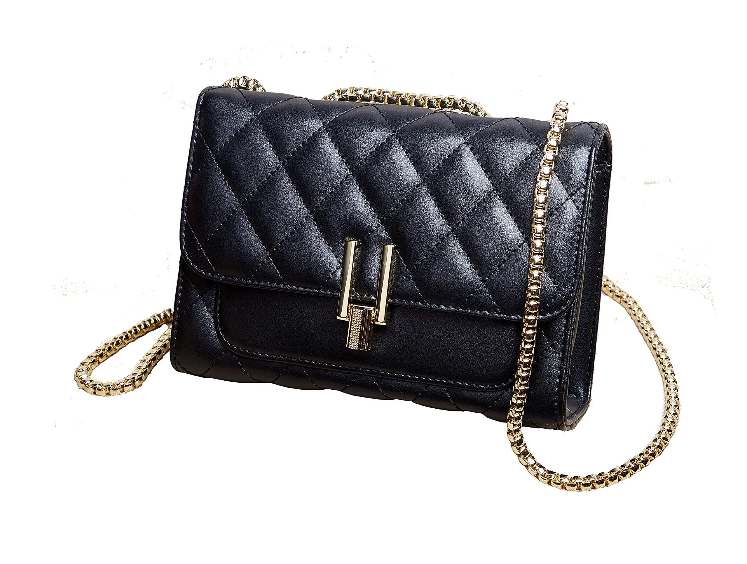 Genuine Leather Quilted Crossbody Bag for Women - Lightweight Shoulder Purse with Chain Strap - Perfect for Everyday Use, Travel & Shopping