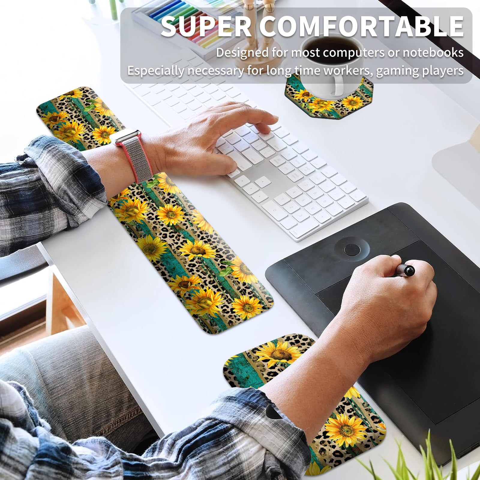 Ergonomic Keyboard Wrist Rest & Mouse Pad Set - Memory Foam Support for Office & Gaming