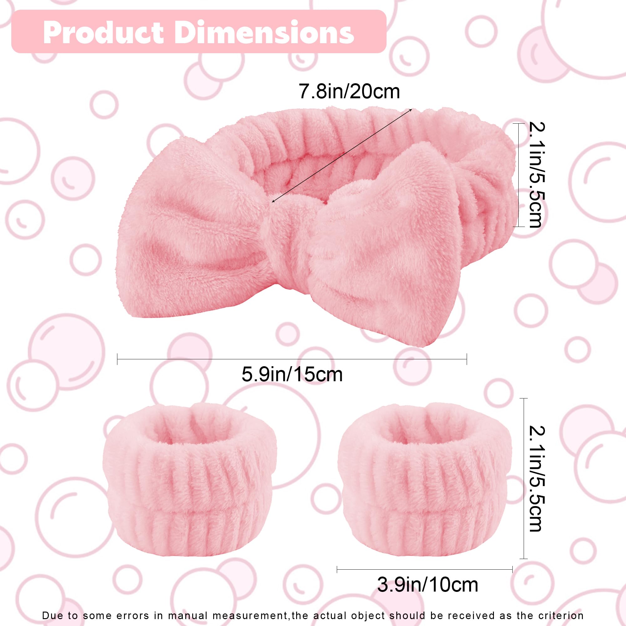 AEGYPIUS 3-Piece Face Wash Headband and Wristband Set - Soft Spa Headbands for Washing Face, Skincare & Makeup Removal - Perfect for Bath, Shower, and Facial Routine (Pink, Blue, White)