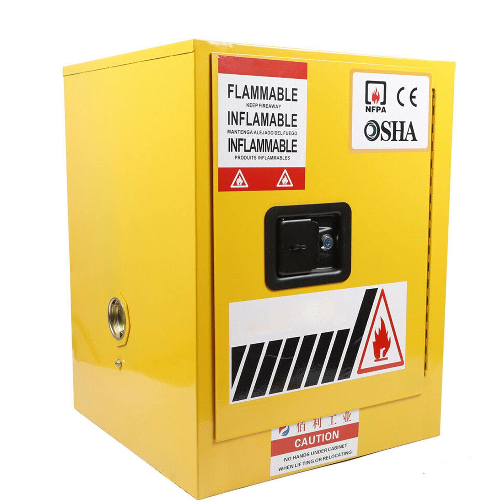 12 Gallon Flammable Liquids Safety Storage Cabinet - Fireproof & Leakproof Cold Rolled Steel Chemical Bin with Manual Close for Home & Commercial Use (Yellow) - Ideal for Garage, Workshop, Laboratory & Industrial Chemical Storage