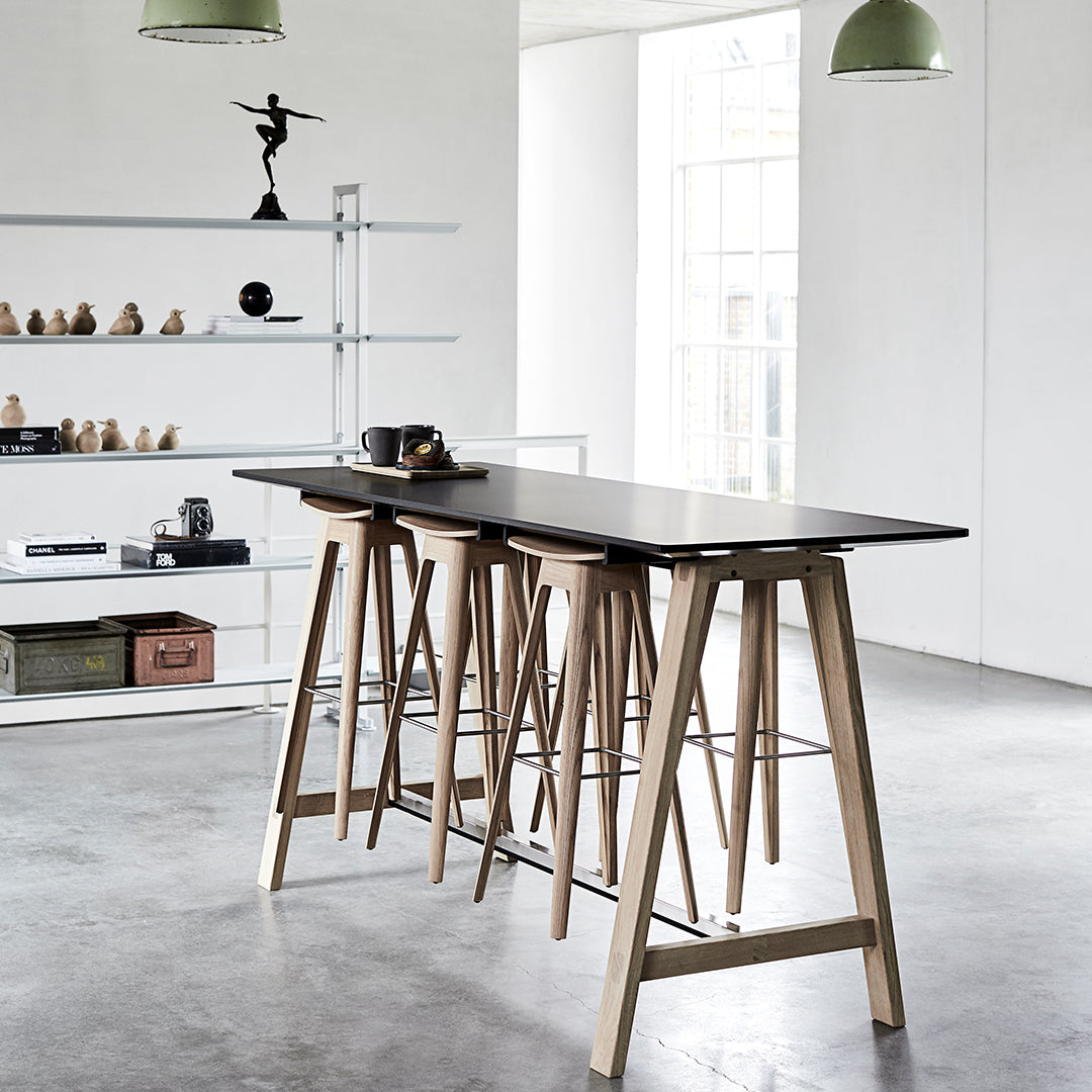 Anne Qvist HC1 Bar Stool - Modern Scandinavian Bar Height Stool with Wooden Legs - Perfect for Kitchen Islands, Breakfast Bars & Home Decor