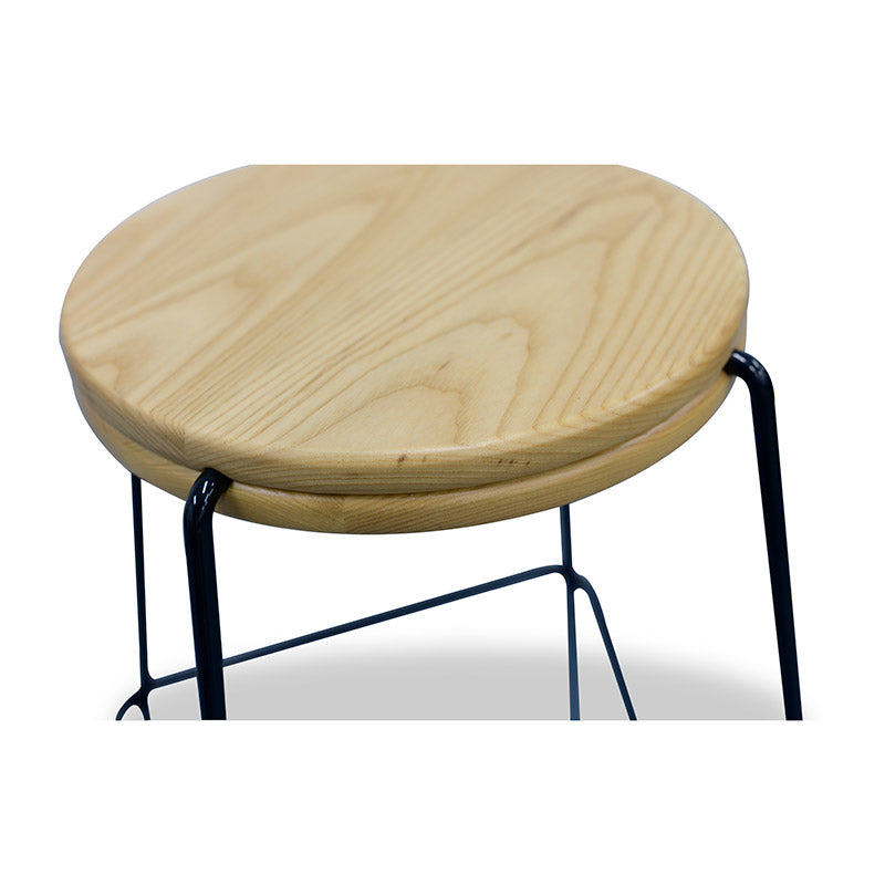 STARK Wooden Top Counter Stool - Modern Bar Stool for Kitchen Island, Breakfast Nook & Home Decor - Solid Wood Seat with Metal Frame - Comfortable Dining & Entertaining Stool