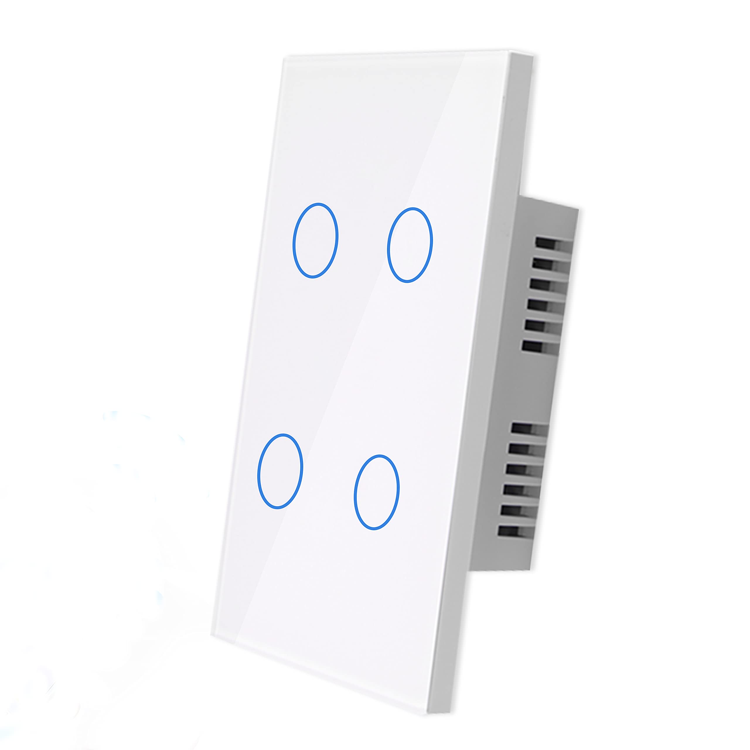 Smart Glass Touch Light Switch - 4 Gang, White - Alexa & Google Home Compatible, No Hub Required, Remote & Timer Control via Smart Life App - Perfect for Smart Homes, Bedrooms & Living Rooms