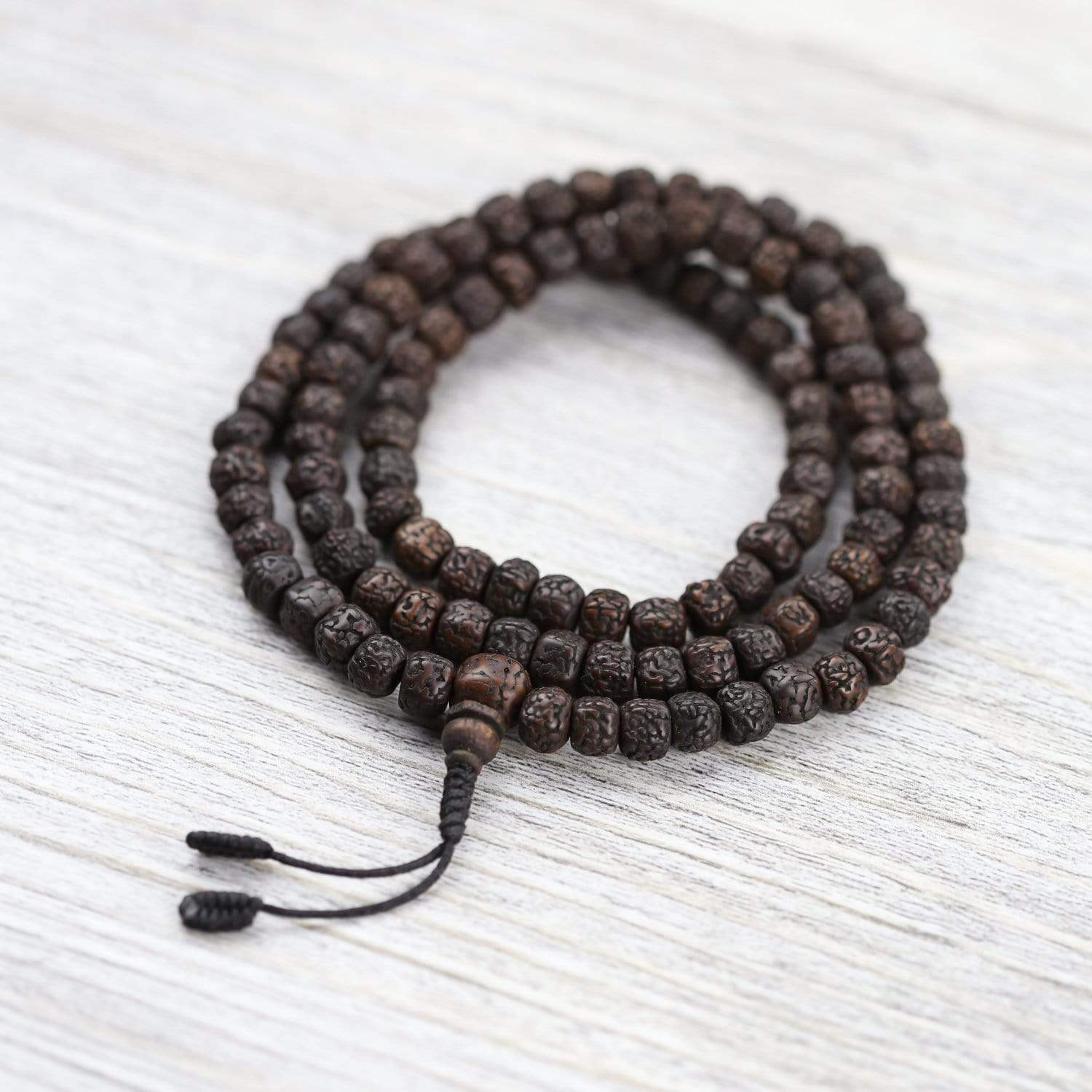 Authentic Aged Dark Rudraksha Beads - Genuine 5 Mukhi Prayer Mala for Meditation & Spiritual Healing | Perfect for Yoga, Chakra Balancing & Buddhist Practices
