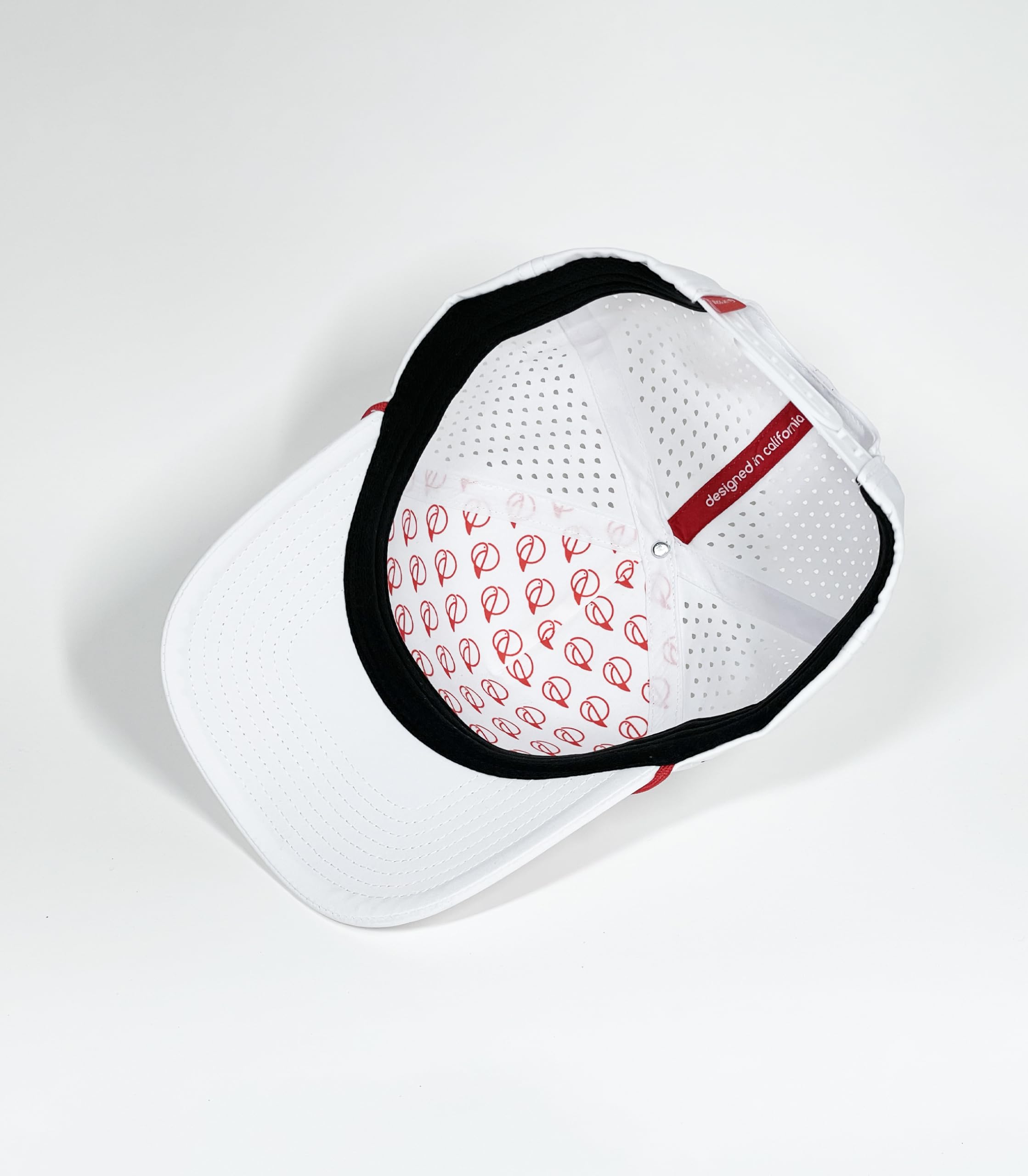 Captain 2 Golf Hat - White Snapback with Red Rope Design | Waterproof, Moisture Wicking & Breathable Performance Cap | Quick Drying for Golf, Outdoor Sports & Casual Wear