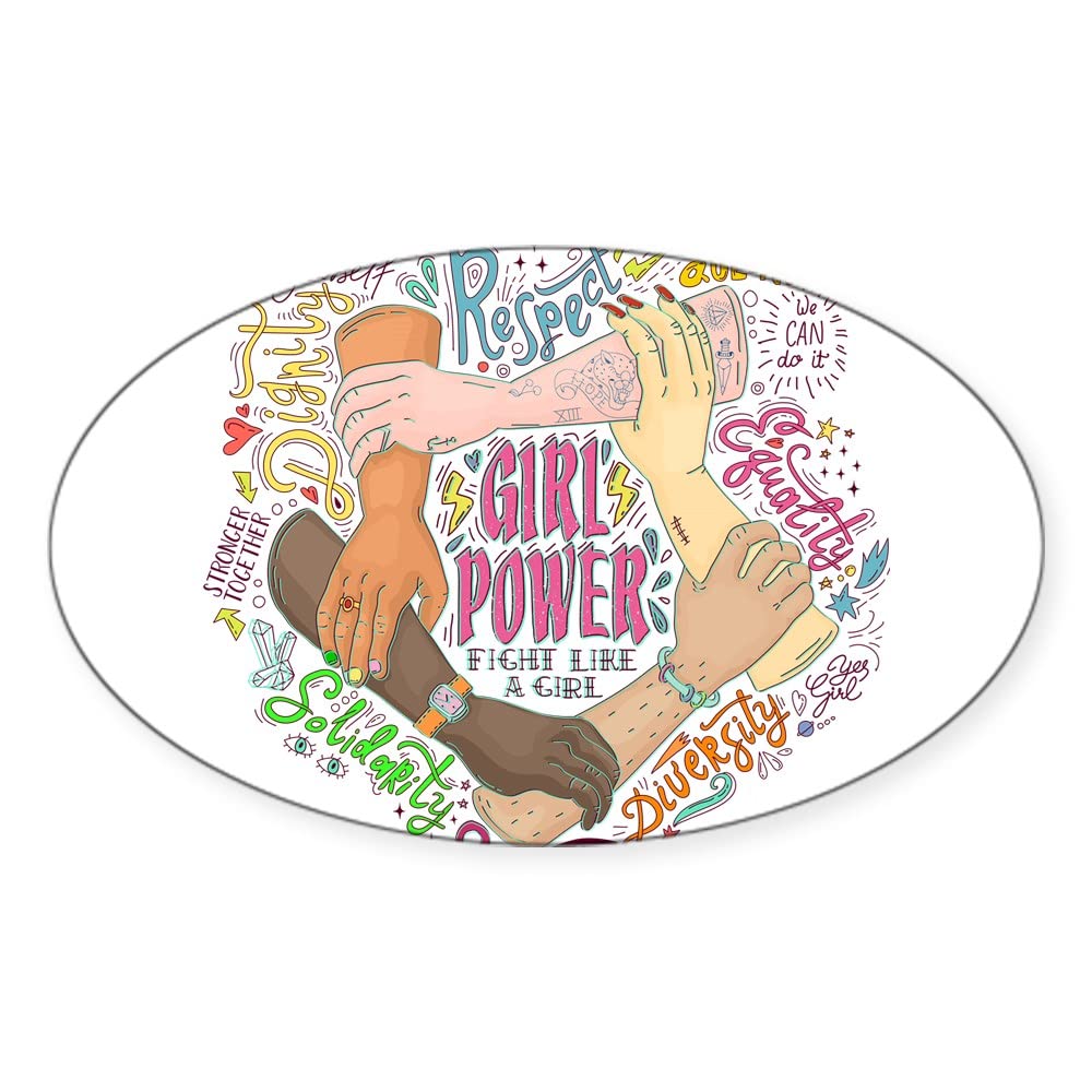 Girl Power Stickers - Oval 50 Pack | Motivational & Inspirational Decals for Laptops, Water Bottles & Notebooks | CafePress