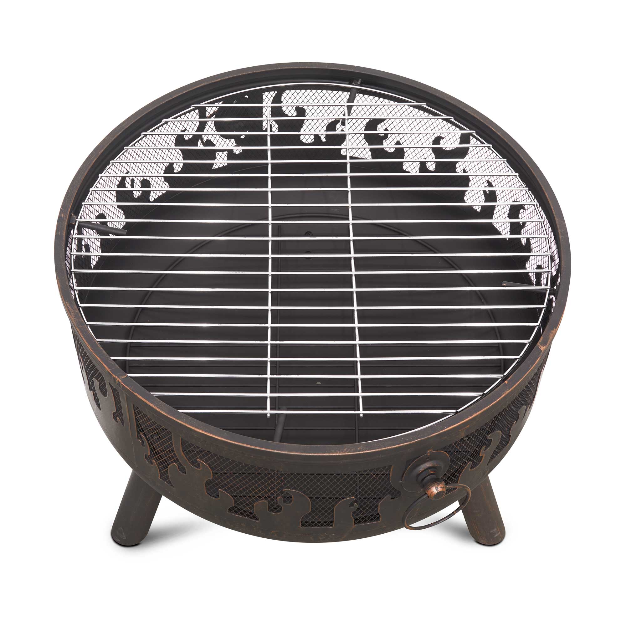 Premium Outdoor Fire Pit with Cooking Grill - Heavy Duty Steel Fireplace with Safety Screen, Poker & Weatherproof Cover - Perfect for Backyard, Camping & Patio Heating (Model DG242)