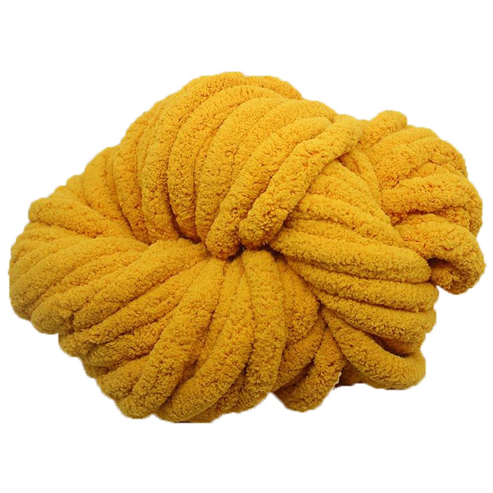 Jumbo Chenille Yarn - Dusty Yellow Chunky Arm Knit Yarn for DIY Throw Blankets & Cat Caves | Ultra Soft & Snuggly 250g/8oz | Perfect for Handmade Home Decor, Knitting Projects & Cozy Pet Accessories