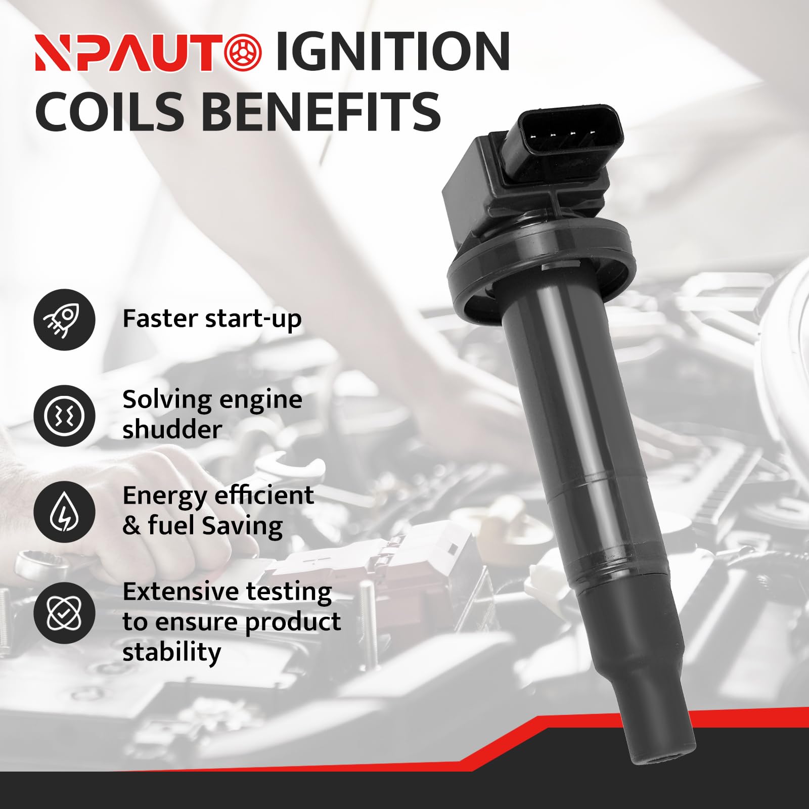High Performance Ignition Coil Packs Replacement for Toyota Prius C Yaris Echo Scion xB xA 1.5L L4 Engine (2001-2018) - Compatible with UF316 - Set of 4 - Perfect for Engine Misfire Repair & Performance Upgrade