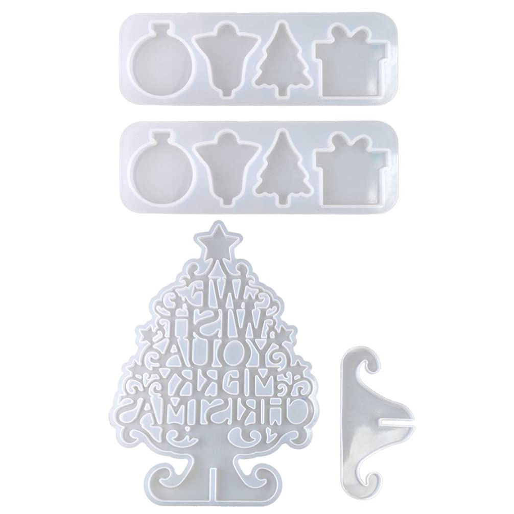EXCEART 4-Piece Christmas Silicone Mold Set - Holiday Baking & Resin Casting Molds for DIY Xmas Decorations, Bell-Shaped Cookie & Craft Molds - Perfect for Christmas Cookies, Resin Ornaments, and Handmade Holiday Gifts