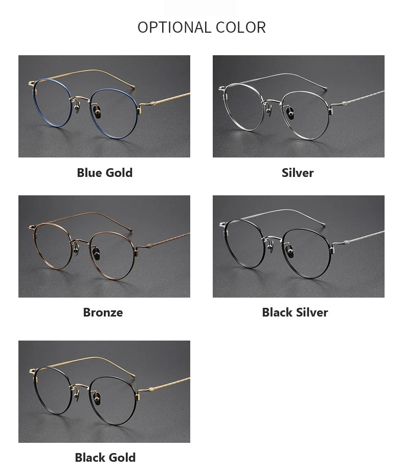Stylish Unisex Full Rim Oval Round Titanium Eyeglasses Frame 7285 - Lightweight & Durable for Work, Reading & Everyday Wear