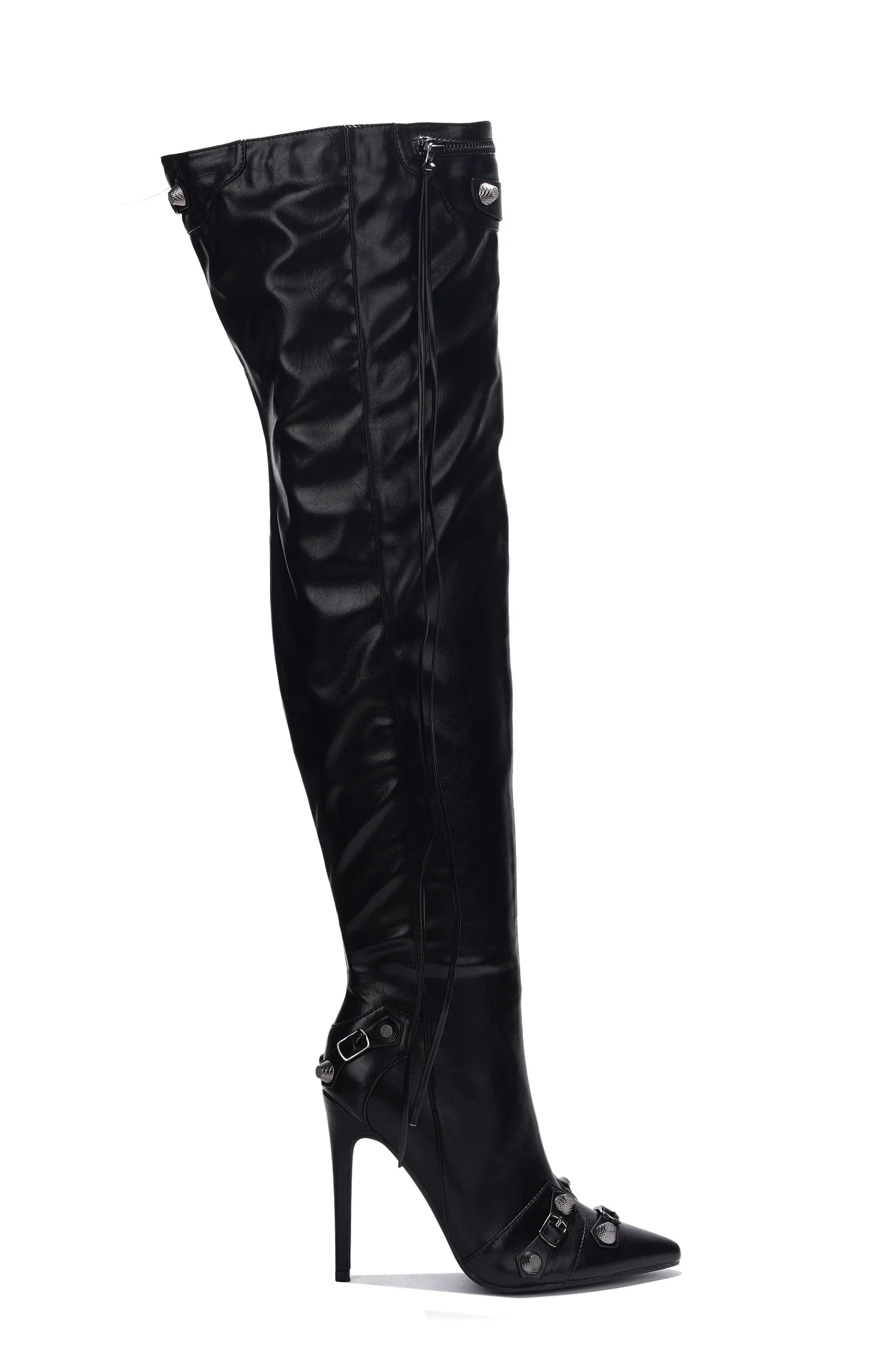 Paola Women's Over The Knee Boots Black - Stylish High Heel Thigh High Boots for Party, Night Out & Winter Fashion