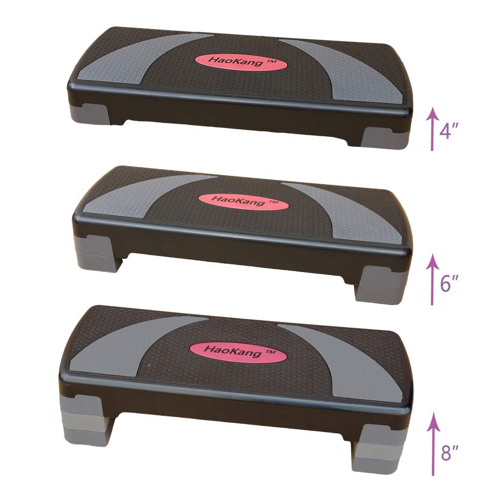 Adjustable Aerobic Stepper Platform - 3 Level Height Fitness Step for Home Workouts, Cardio Exercise & Sports Training - Perfect for Step Aerobics, HIIT & Strength Training at Home or Gym