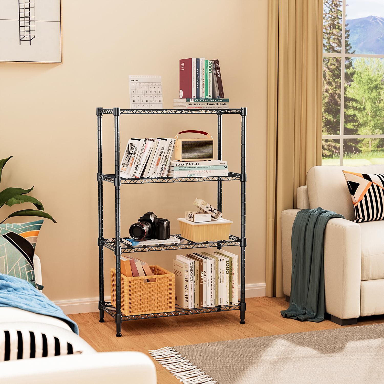 MZG 4-Tier Heavy Duty Metal Wire Shelving Unit - 1400 lbs Capacity, 15.8