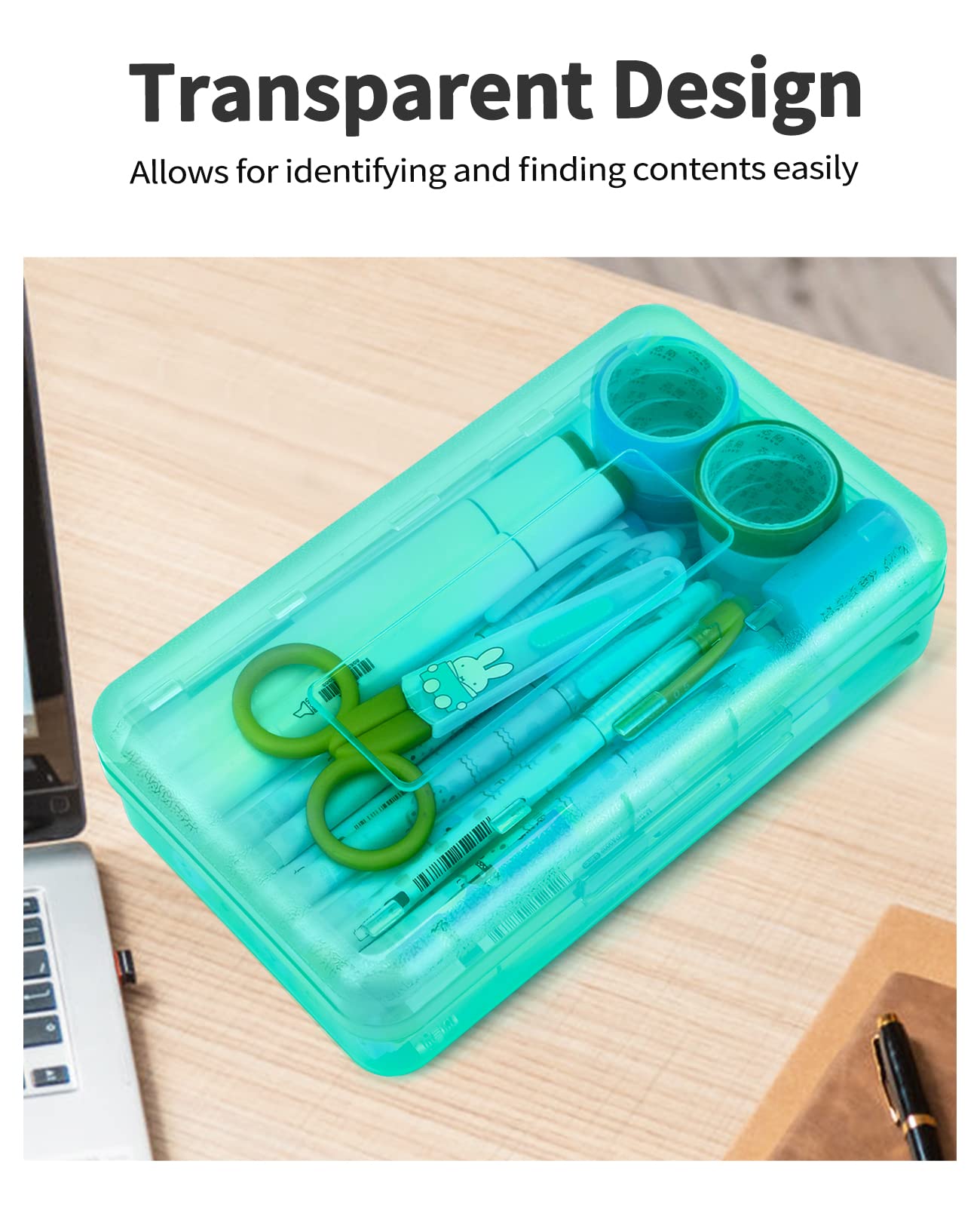 Sooez 6 Pack Clear Plastic Pencil Boxes for School - Hard Stackable Pencil Cases with Lids, Bulk School Supplies Organizer for Kids, Crayons, Markers & Art Supplies - Perfect for Classroom, Homeschool & Back to School Organization